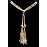 A Fabulous South Sea Seed Pearl Rope Length Necklace Wrap - with Tasselled Ends. 98cm length. 20.