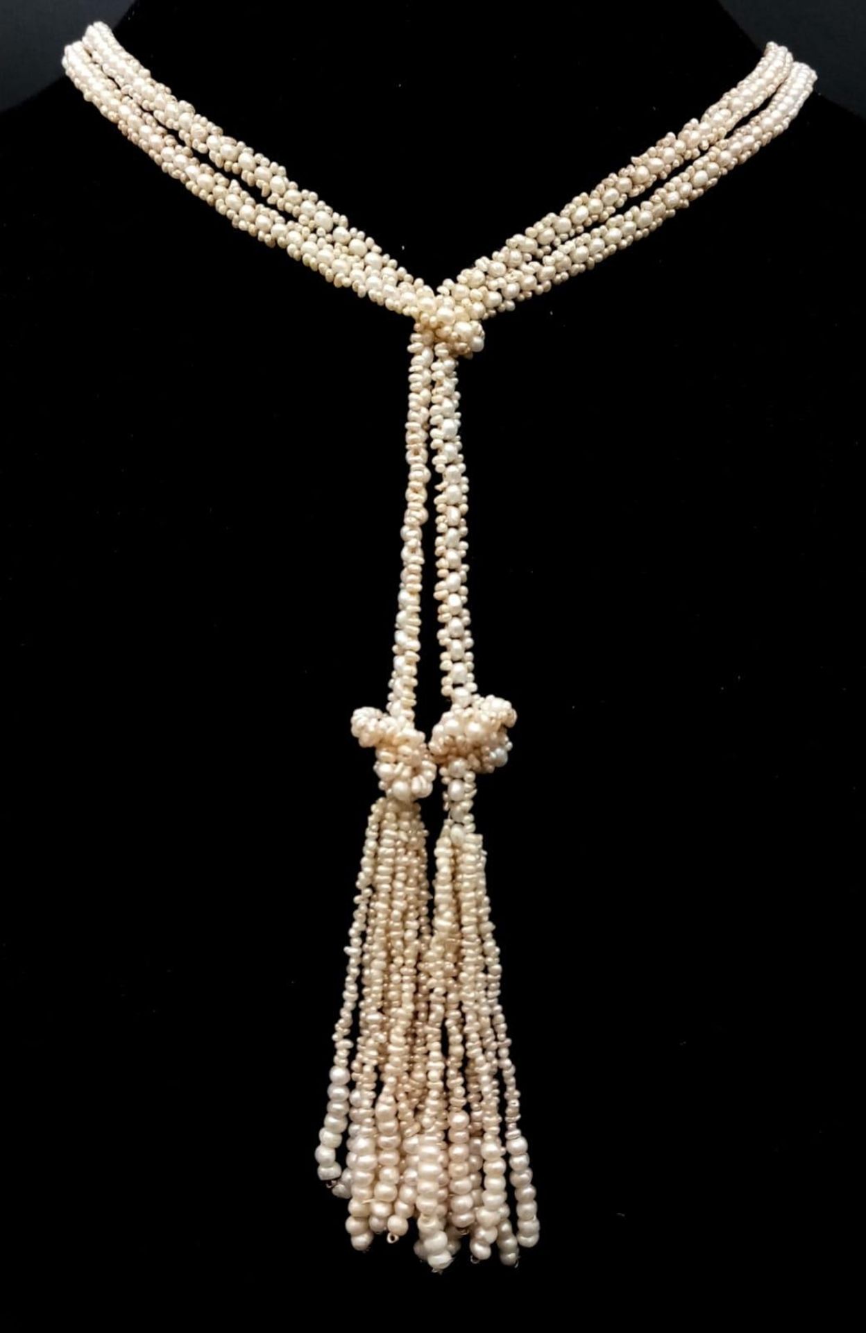 A Fabulous South Sea Seed Pearl Rope Length Necklace Wrap - with Tasselled Ends. 98cm length. 20.