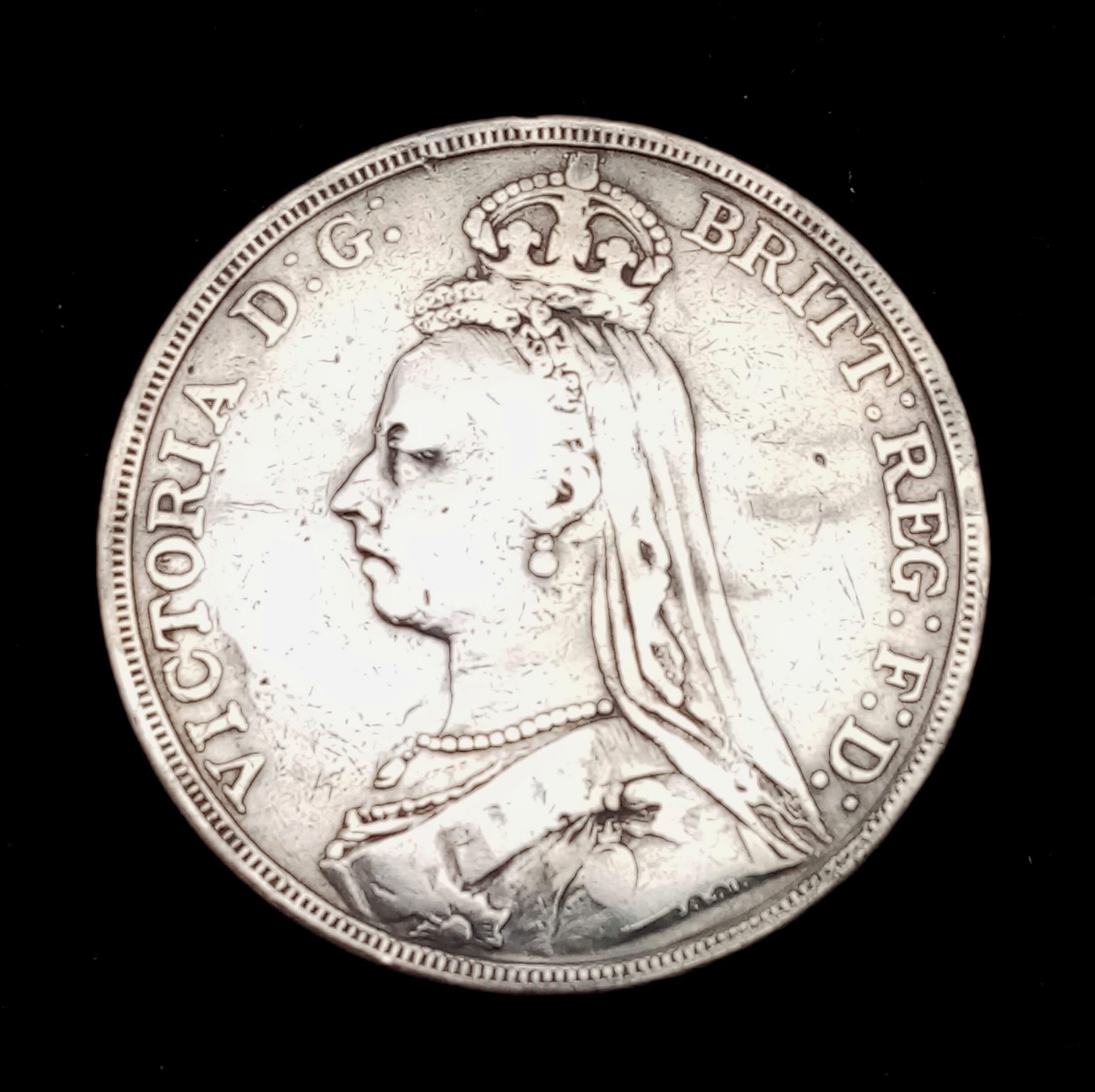 An 1889 Queen Victoria Silver Crown. EF grade but please see photos. - Image 2 of 3