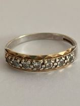Vintage 9 carat GOLD HALF ETERNITY RING set with cubic zirconia. Full UK hallmark. Complete with