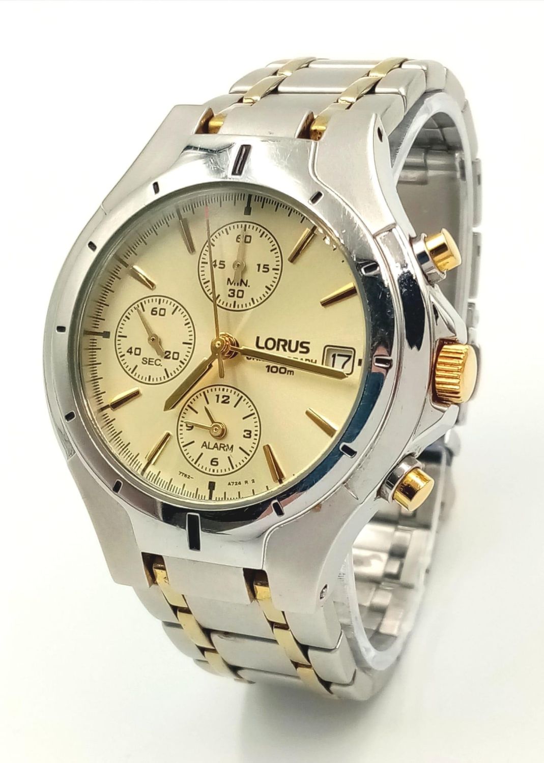 A Two-Tone B-Metal Quartz Chronograph Date Watch by Lorus. 41mm Including Crown. New Battery - Image 2 of 6