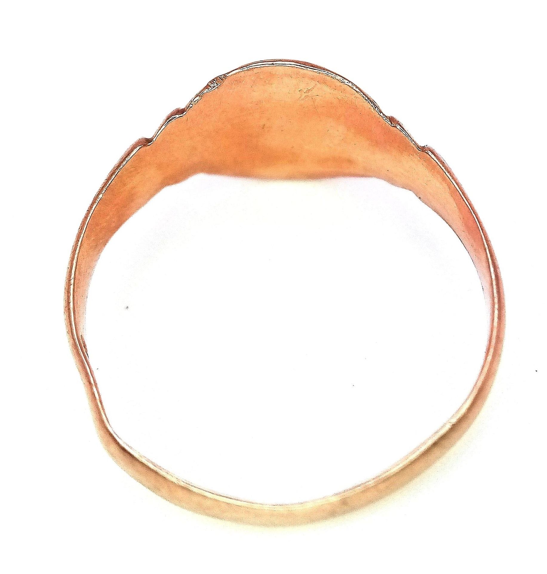 A Vintage 9K Rose Gold Signet Ring. Size M. 1.5g weight. - Bild 4 aus 5