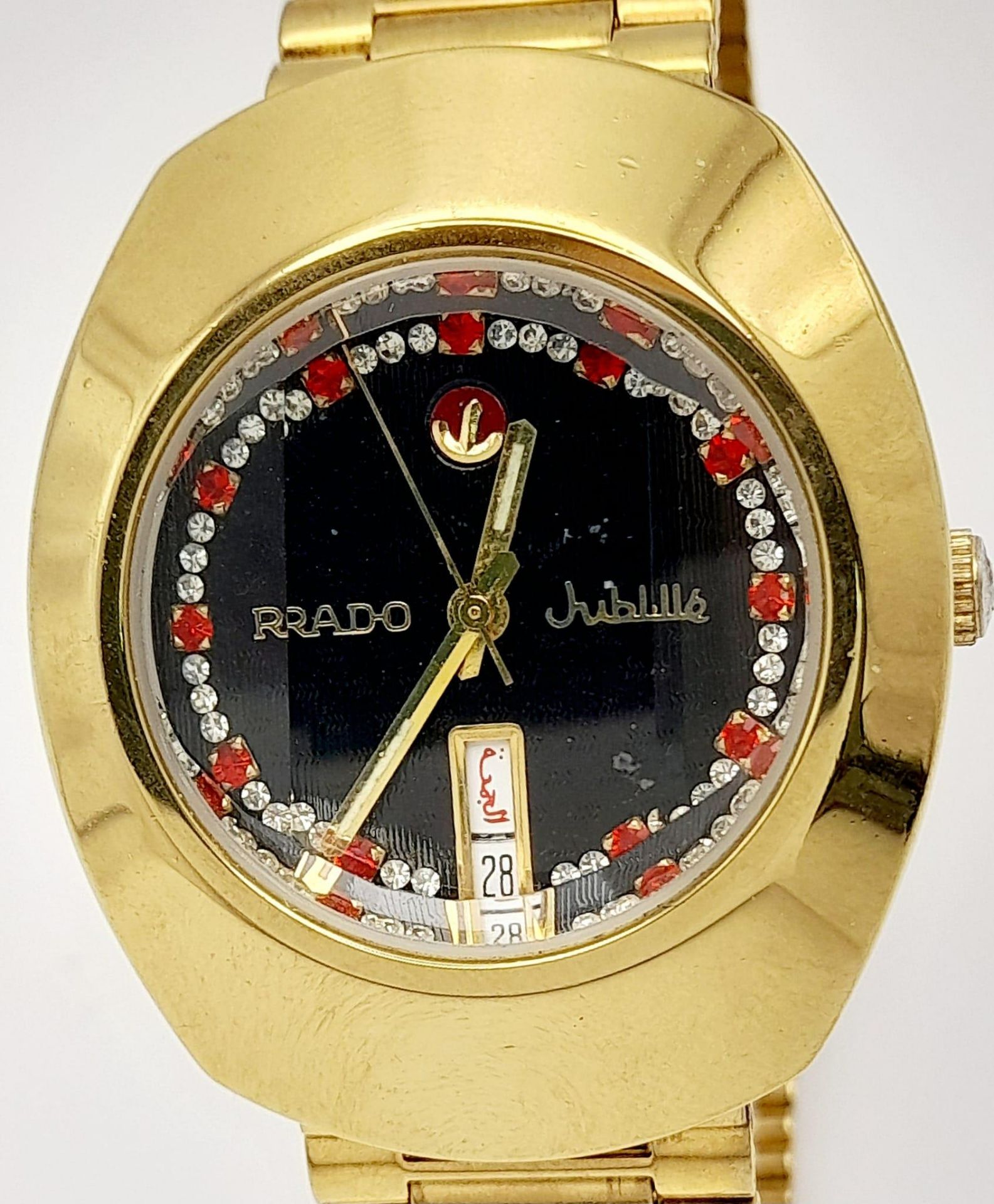 A Vintage Rado Jubilee Automatic Gents Watch. Gold plated bracelet and case - 37mm. Black dial - Bild 5 aus 13