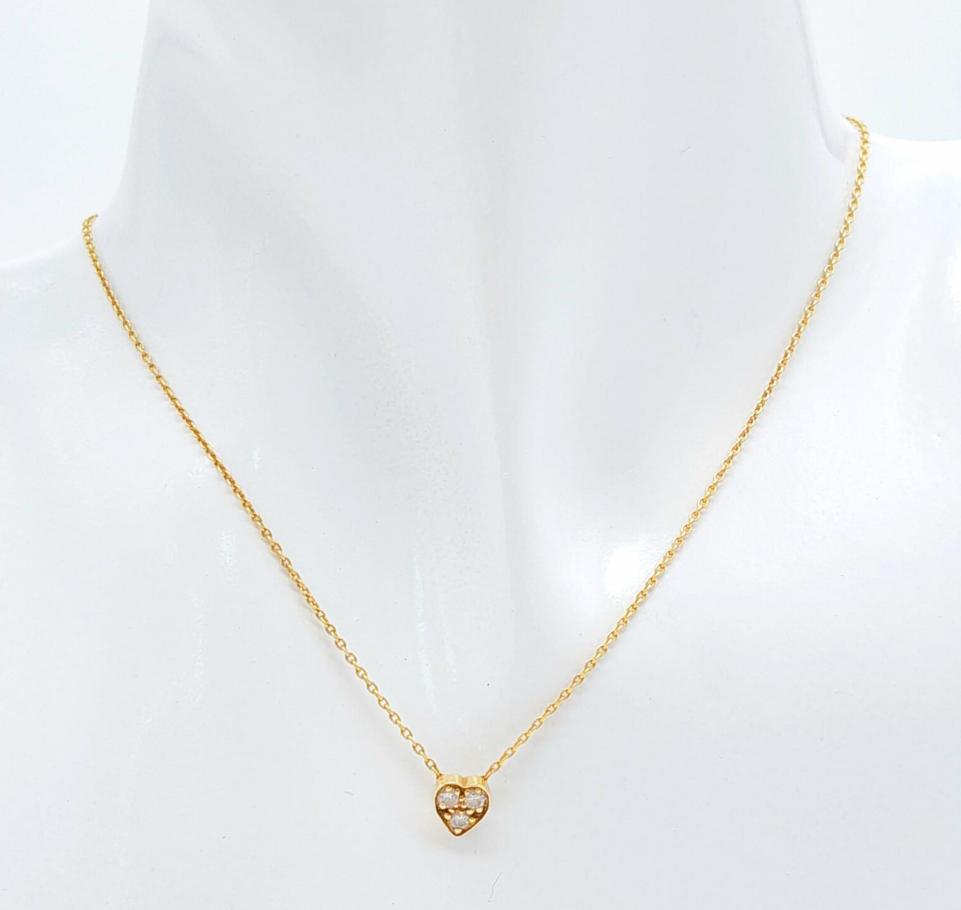 An 18K Diamond Heart Pendant on an 18K Yellow Gold Disappearing Necklace. Pendant - 6mm. 40cm - Bild 2 aus 3