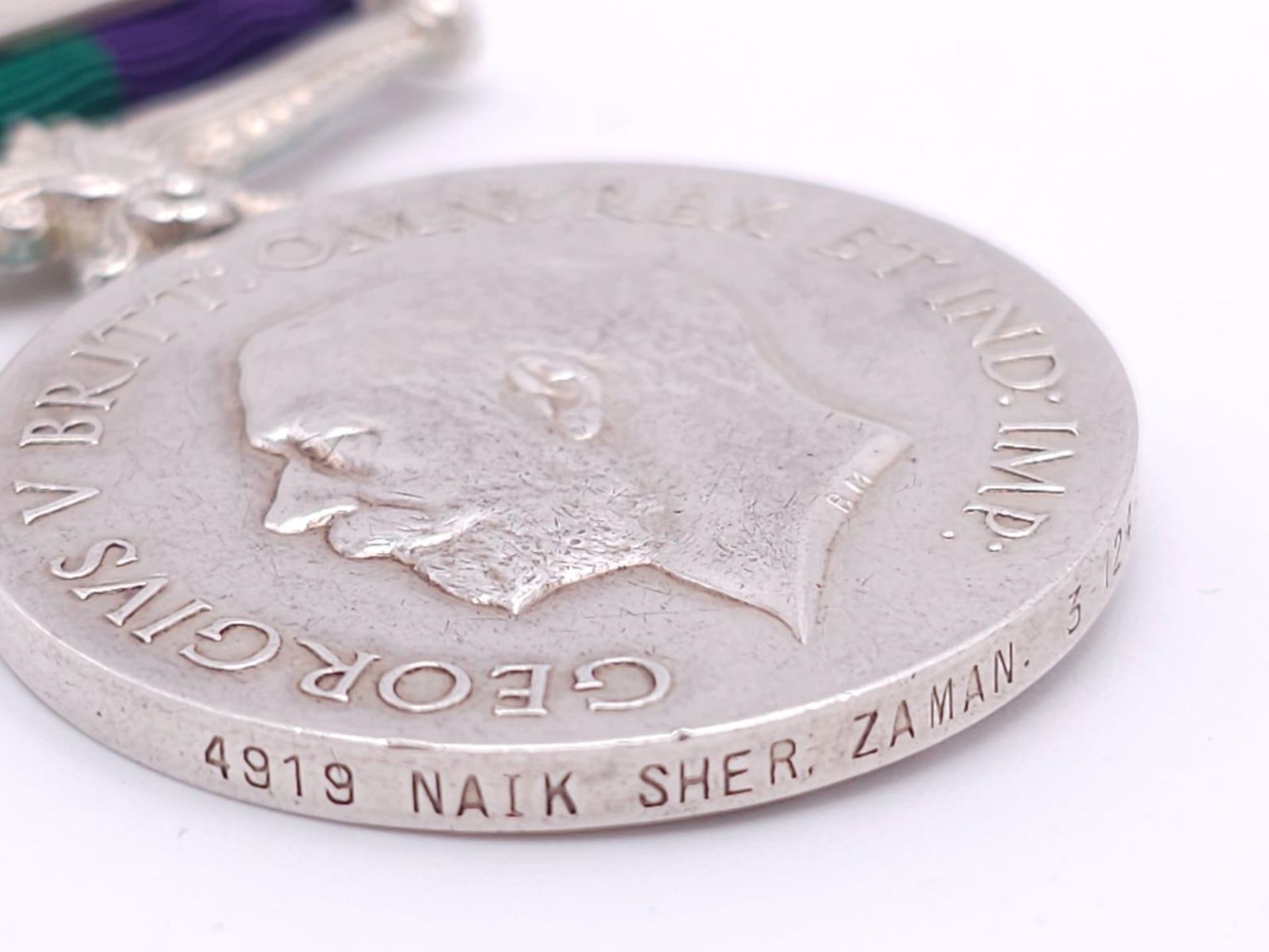 General Service Medal 1918 with two clasps: ‘S. Persia’ and ‘Iraq’, named to: 4919 Naik Sher Zaman 3 - Bild 4 aus 6