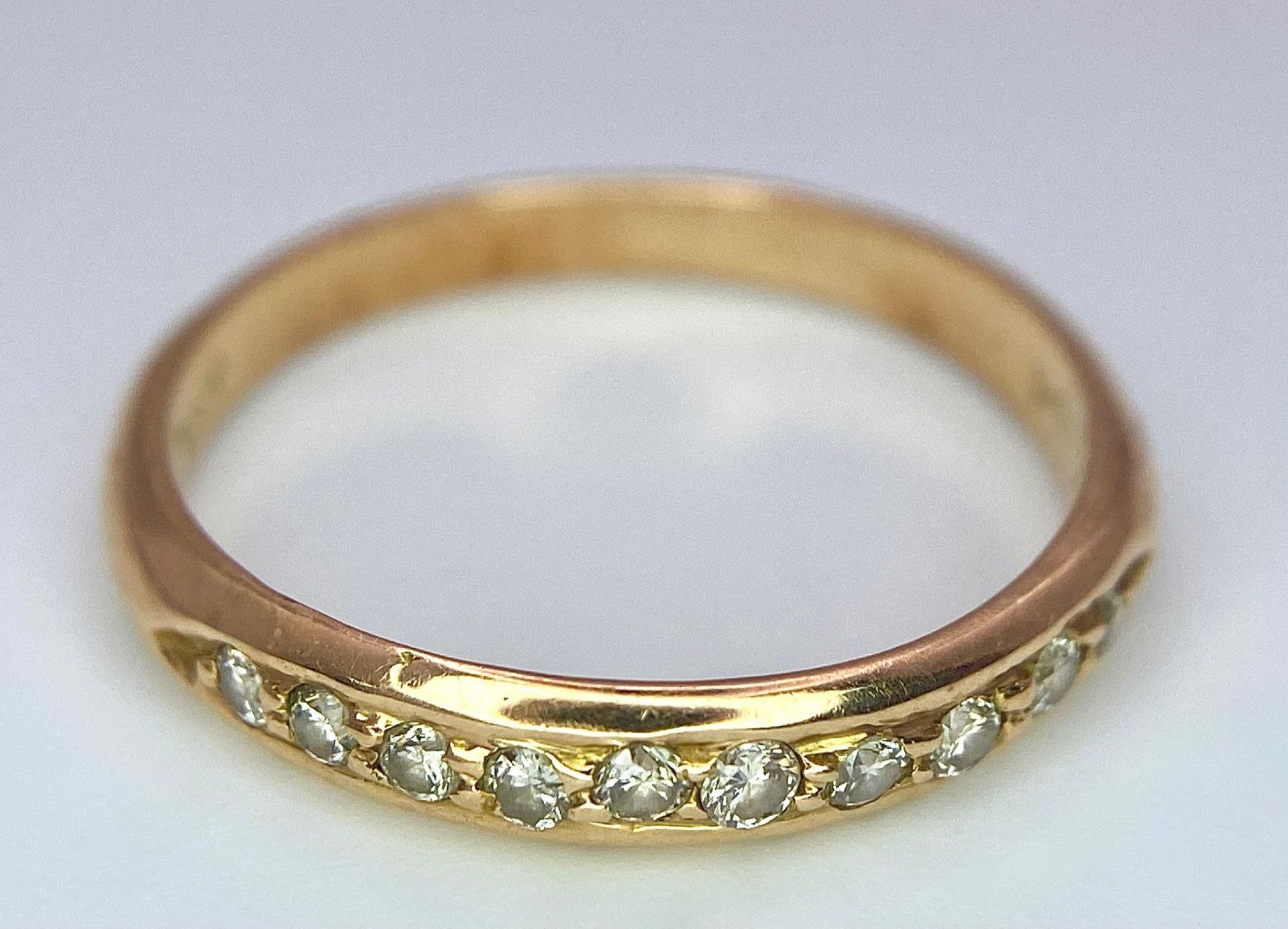 A 14k Yellow Gold Diamond Half Eternity Ring. Size N. 2.1g total weight. - Bild 4 aus 6