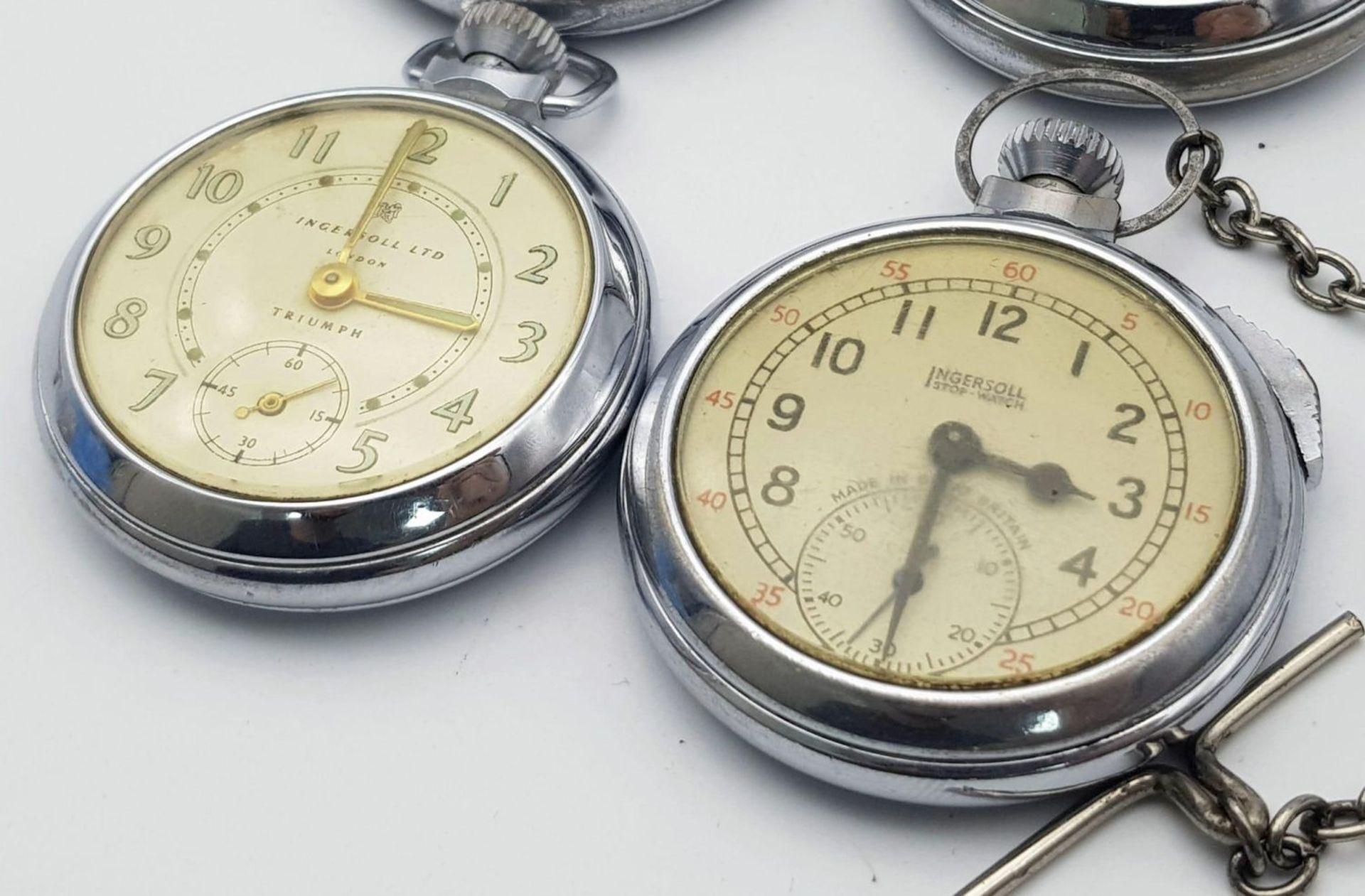 Four Vintage Ingersoll Pocket Watches - Two work but temperamental so as found. 51mm largest case. - Bild 7 aus 10