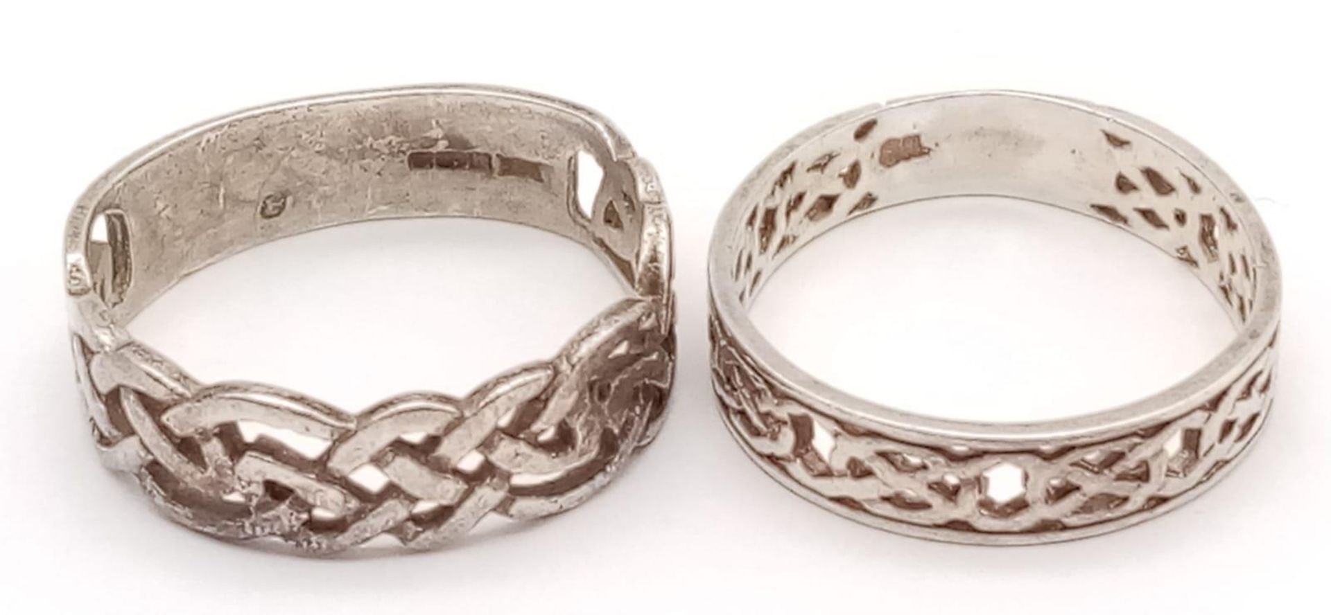 2X vintage sterling siler Celtic knot rings. Total weight 8.1G. Size X, Y. Please see photos for - Image 4 of 11