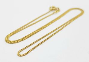 An 18K Yellow Gold Disappearing Necklace. 40cm. 2.67g weight.