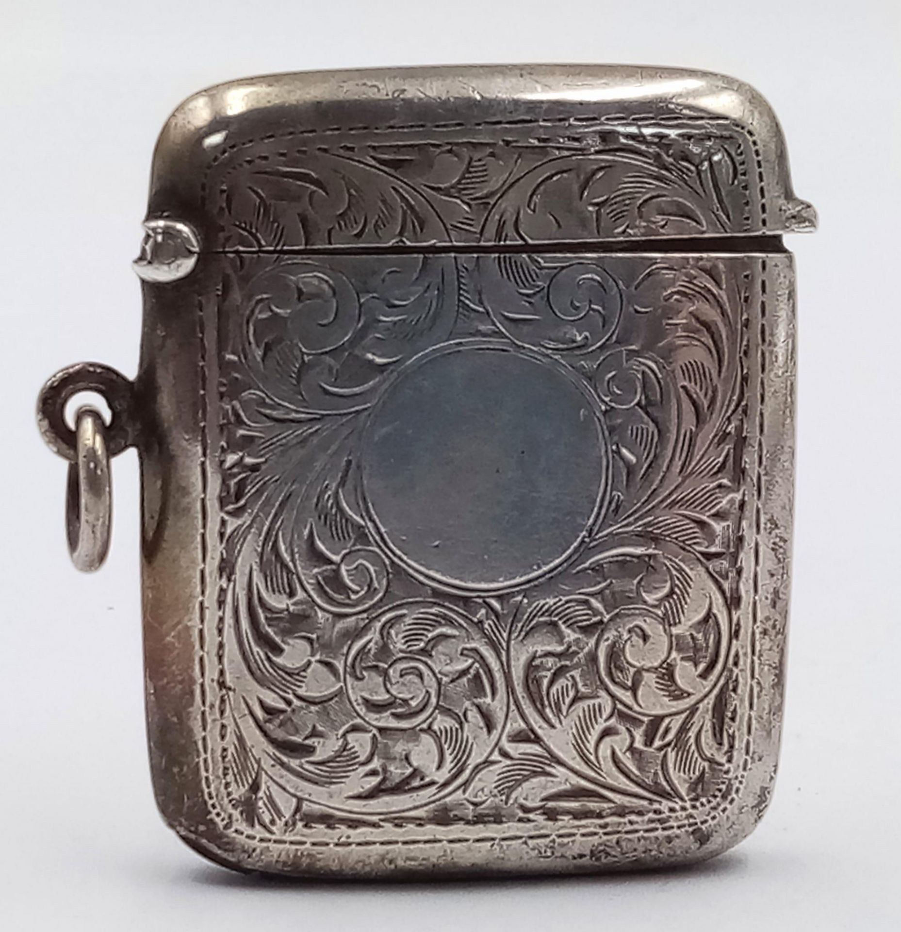 An antique sterling silver vesta case pendant with fabulous engravings. Full hallmarks Birmingham,