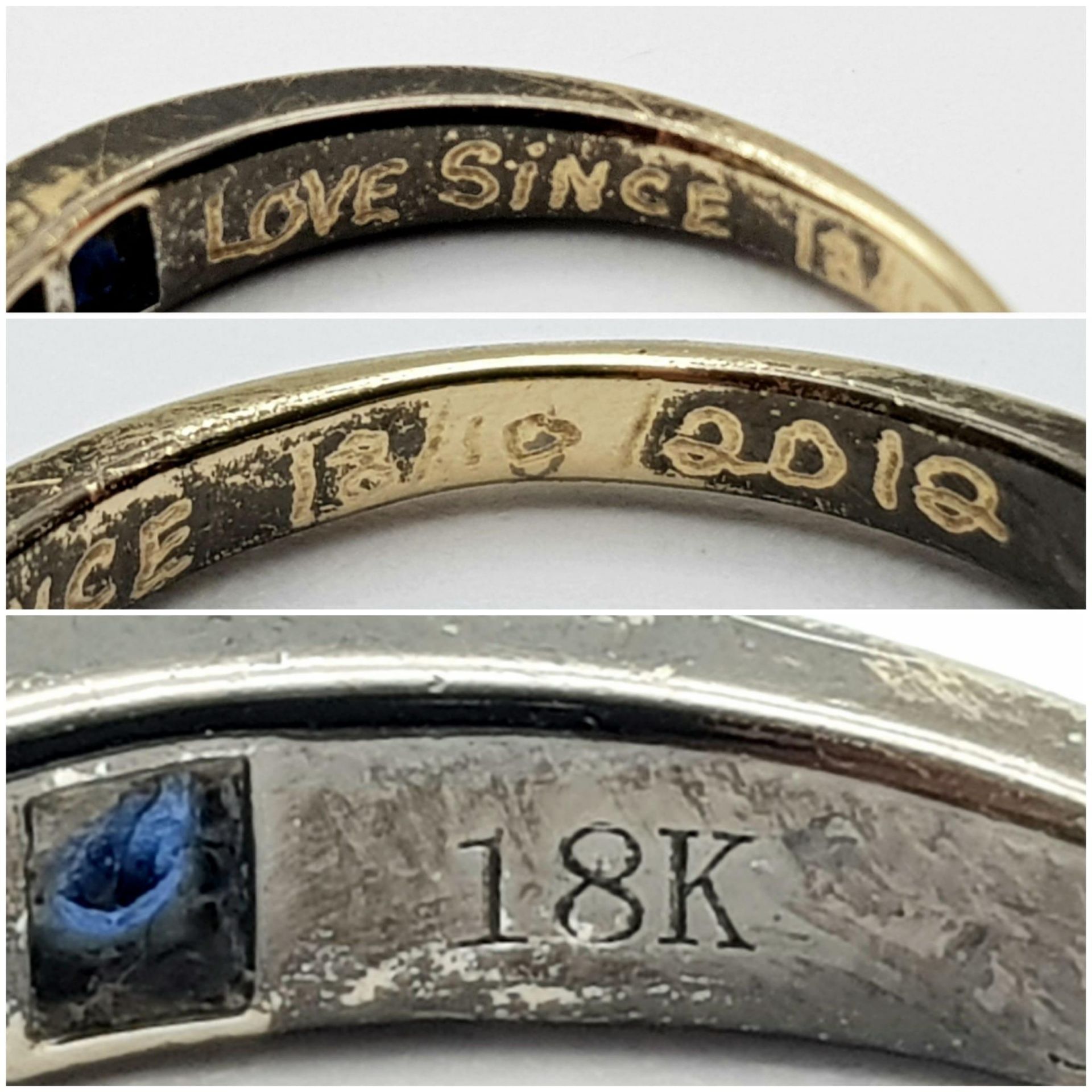 An 18K Gold Diamond and Sapphire Half-Eternity Ring. Size K. 3.1g total weight. Ref: 016637 - Image 5 of 5