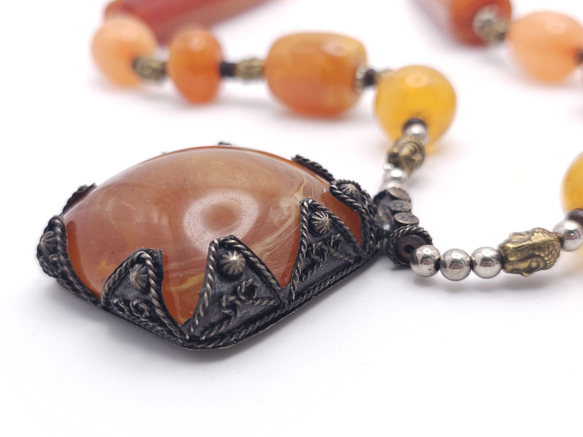 Two Amber Resin Statement Necklaces and Pendants. Both 56cm. - Bild 11 aus 17