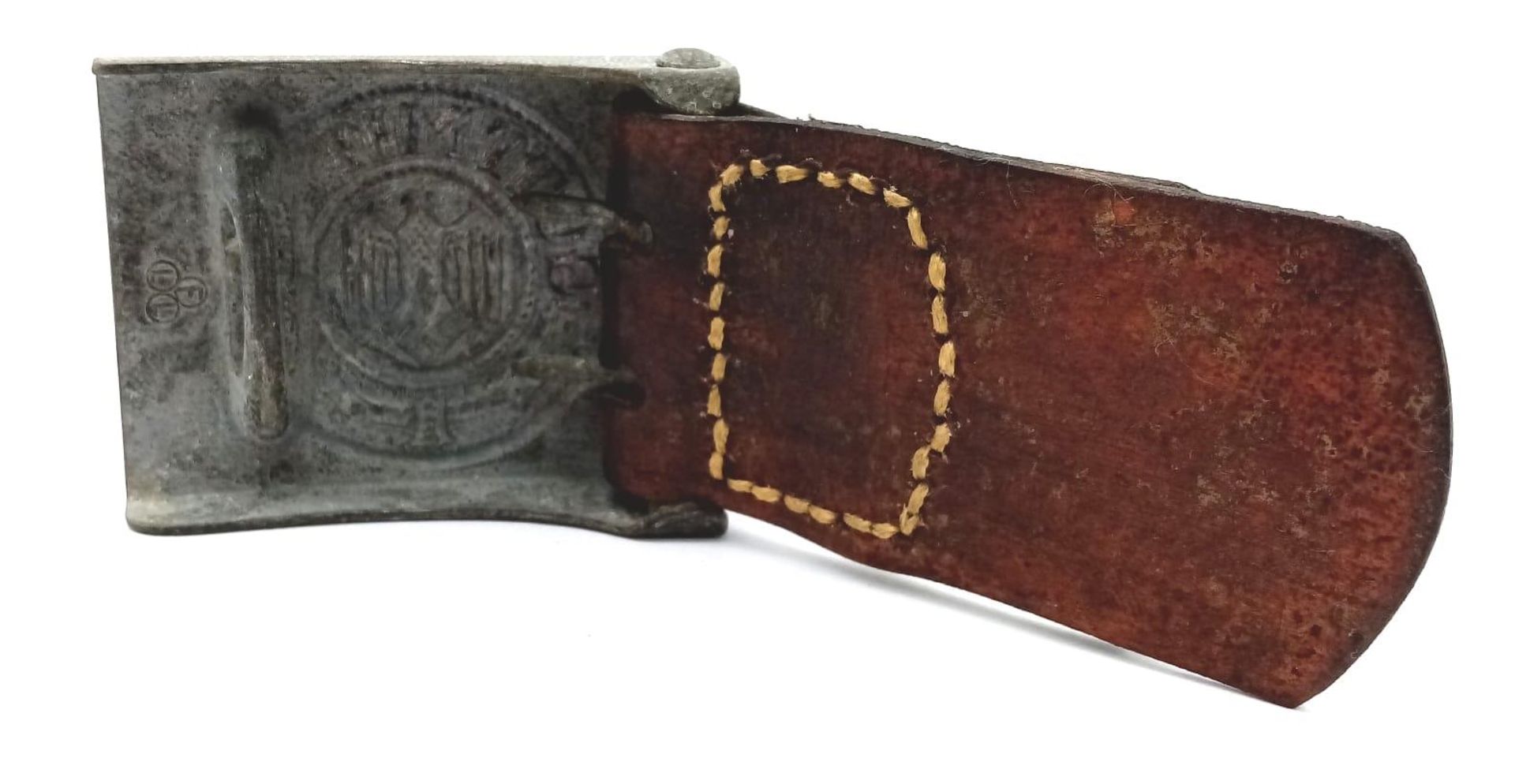 WW2 German Heer (Army) Enlisted Man’s and Nco’s Buckle and leather tab - Image 2 of 3