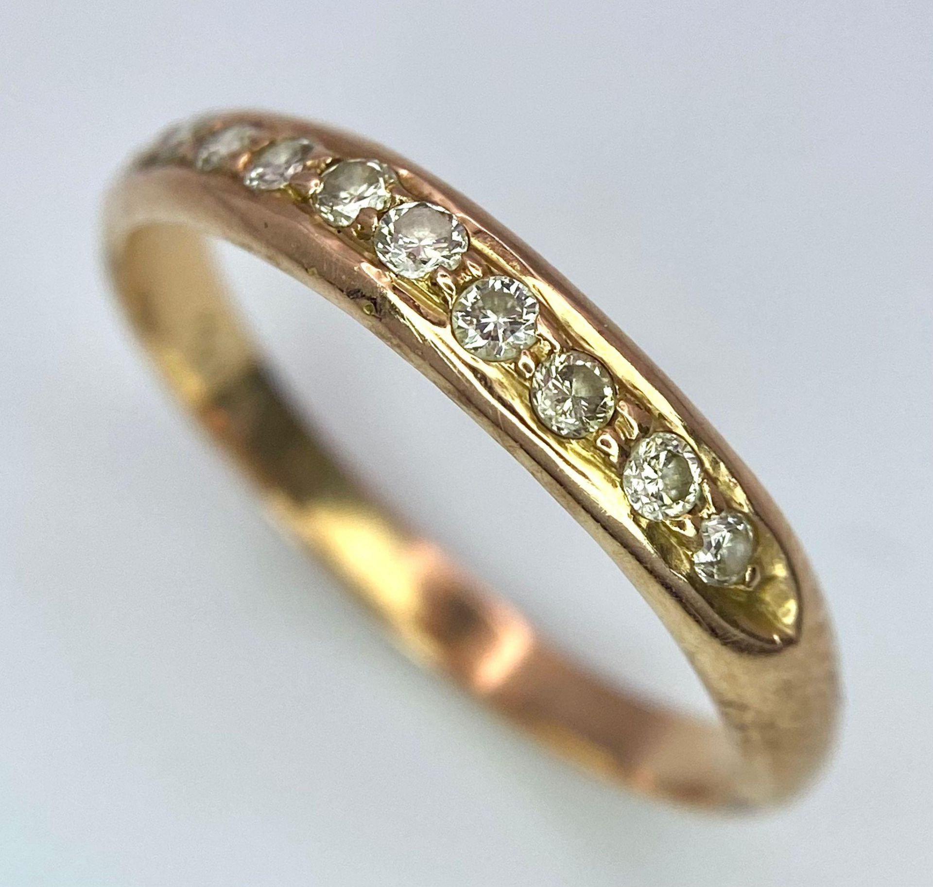 A 14k Yellow Gold Diamond Half Eternity Ring. Size N. 2.1g total weight. - Bild 3 aus 6