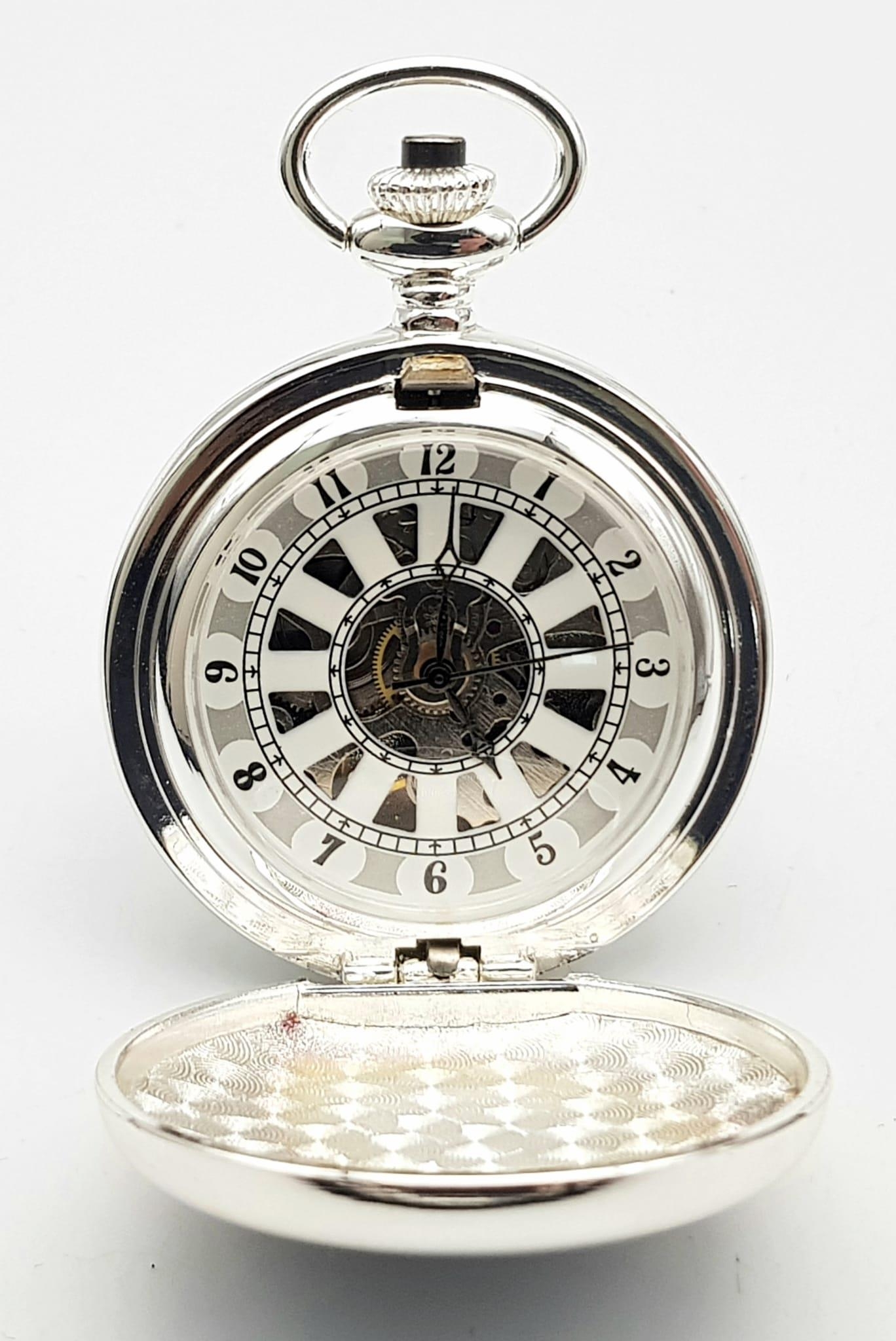 A Silver Tone, Manual Wind Pocket Watch Commemorating the WW2 German Pilot Feldwebel Heitsch in - Image 4 of 10