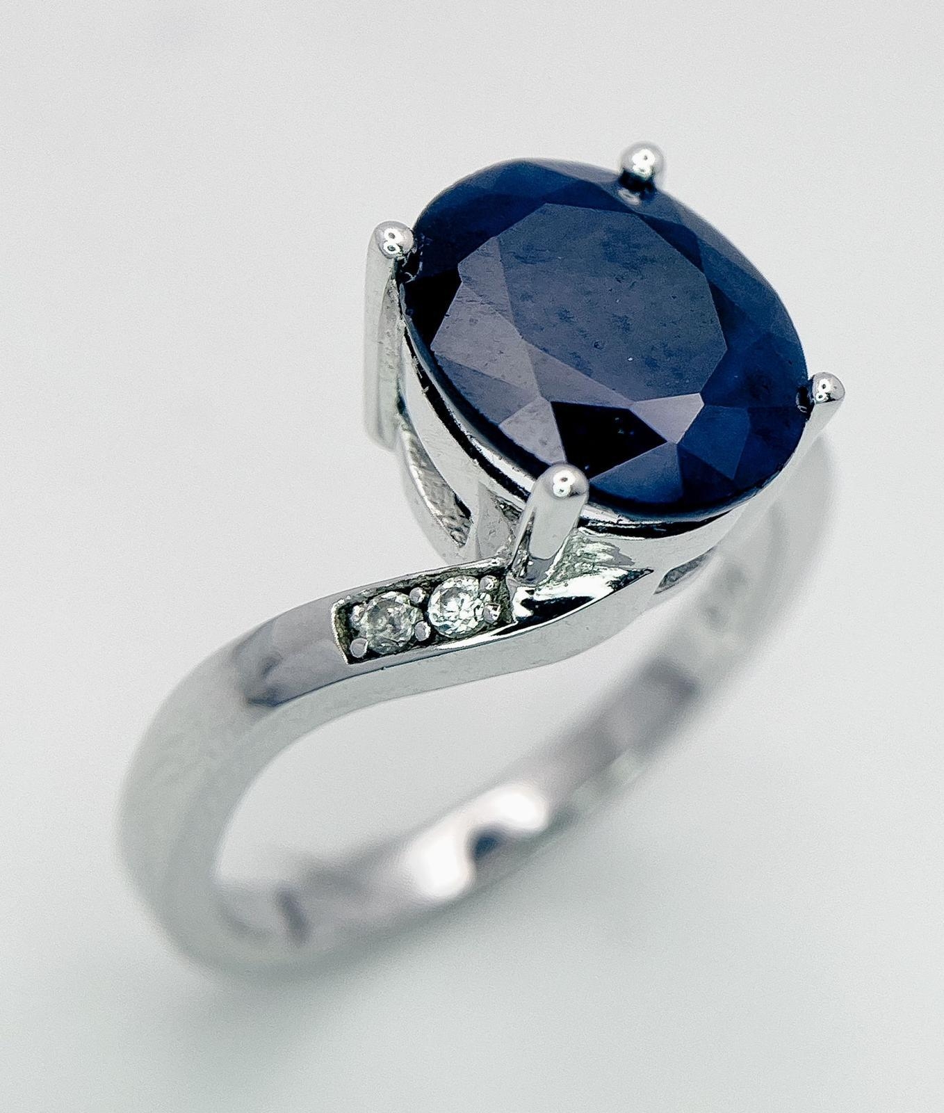 Three 925 Sterling Silver Gemstone Rings: Sapphire- Size P, Emerald - Size N and Topaz - Size S. - Image 2 of 25