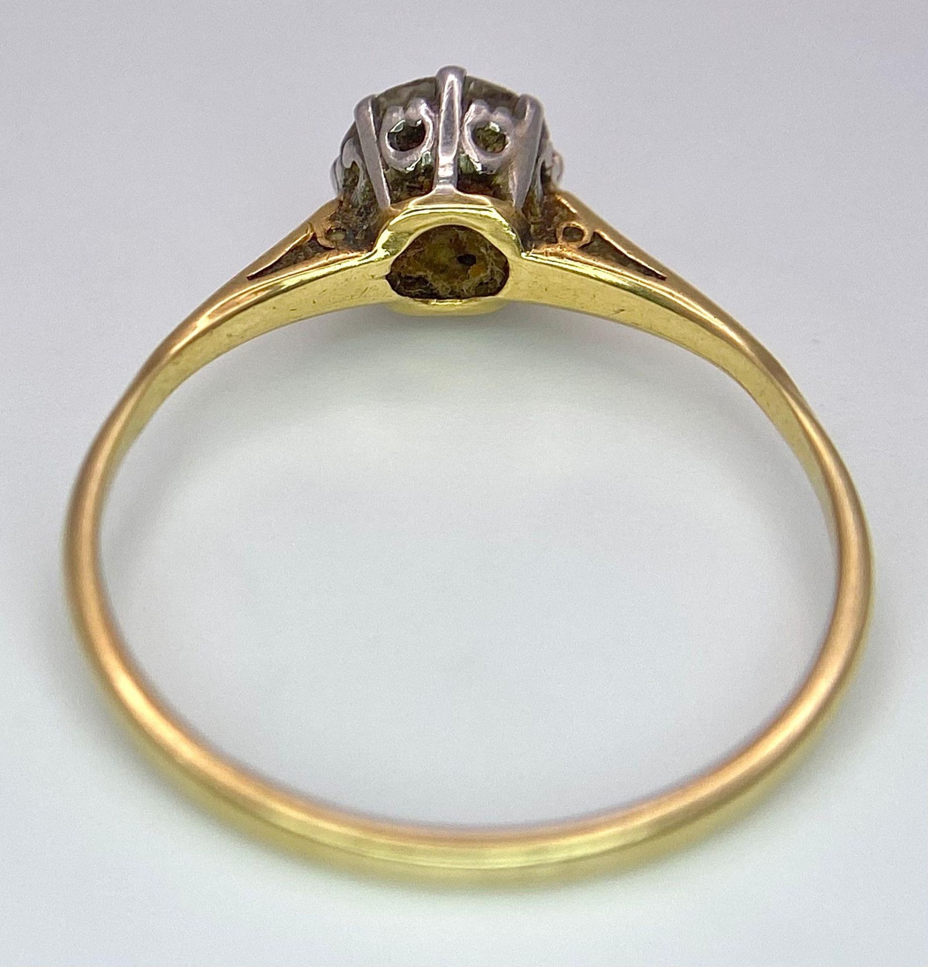 A Vintage 18K Yellow Gold and Platinum Diamond Solitaire Ring. 1ct brilliant round cut diamond. Size - Bild 5 aus 6