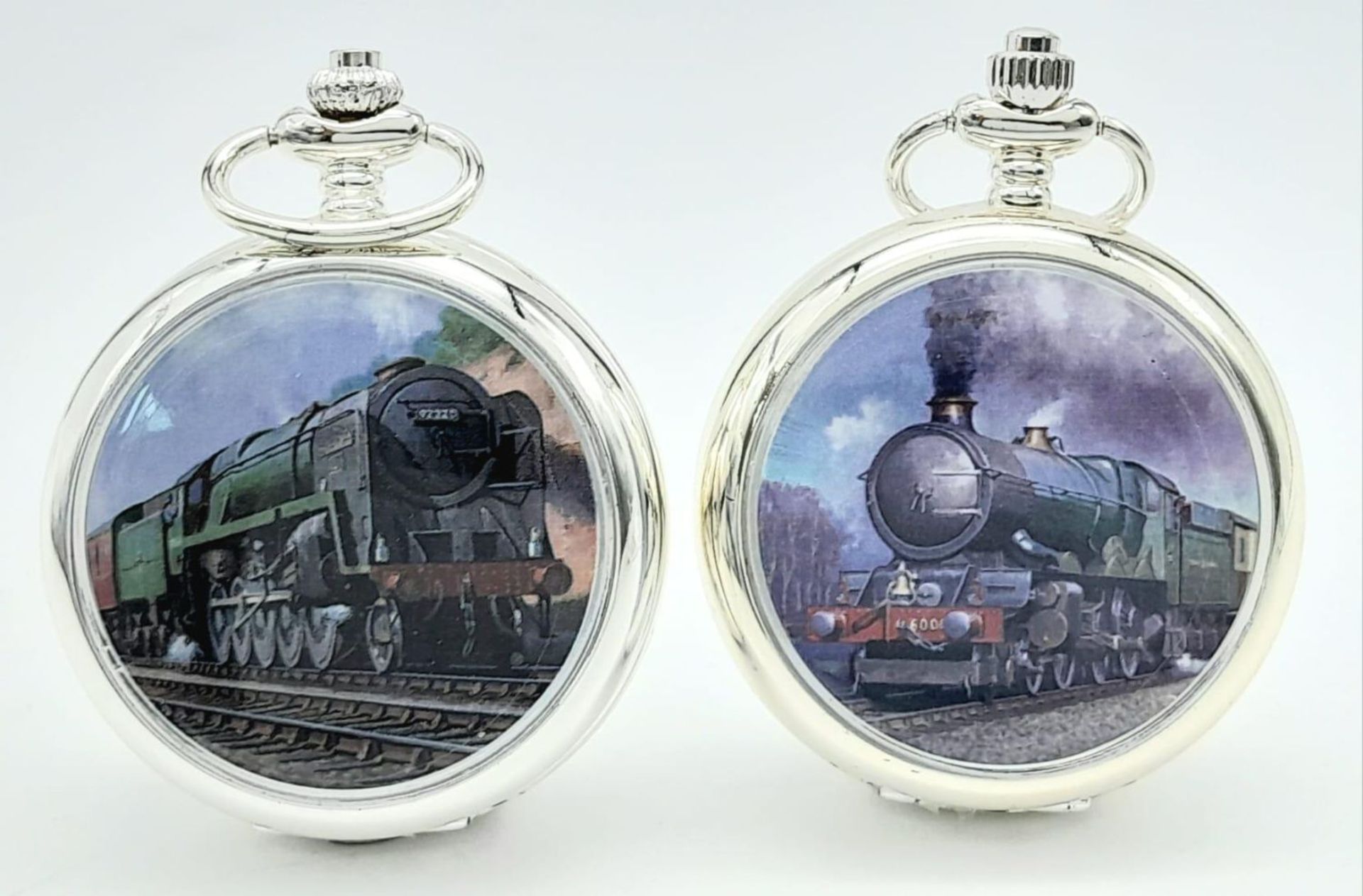 A Parcel of Two Manual Wind Silver Plated Pocket Watches Comprising 1) The Famous Steam Train ‘ - Bild 5 aus 14
