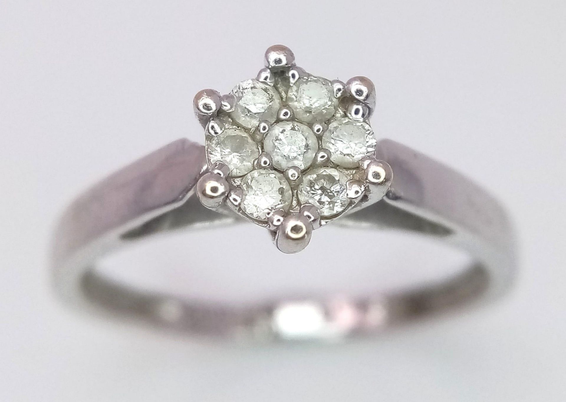 AN 18K White Gold Diamond Ring. Size N, 2.8g total weight. Ref: SC 7077