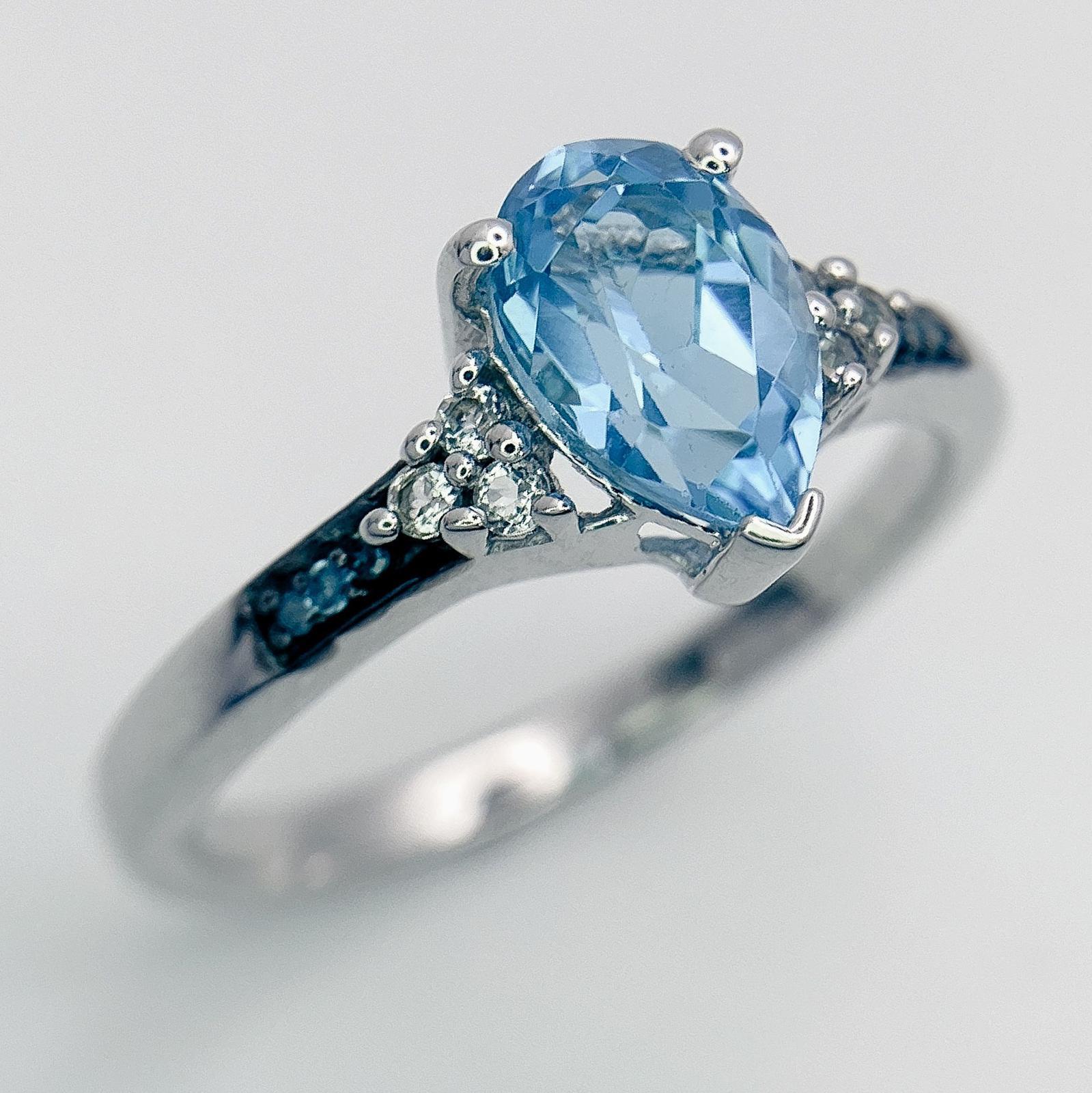 Three 925 Sterling Silver Gemstone Rings: Sapphire- Size P, Emerald - Size N and Topaz - Size S. - Image 7 of 25