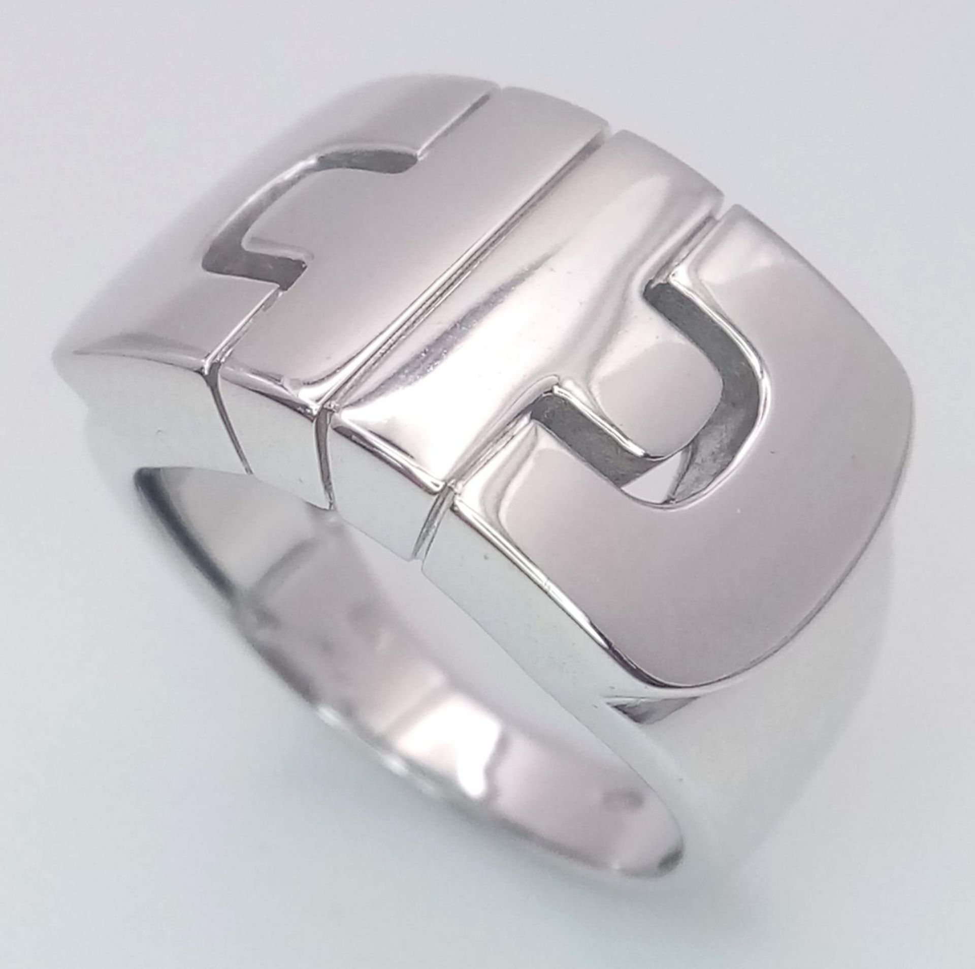 A classic BVLGARI design 18 K white gold ring, size: O, weight: 11.5 g. In excellent quality! - Image 3 of 18