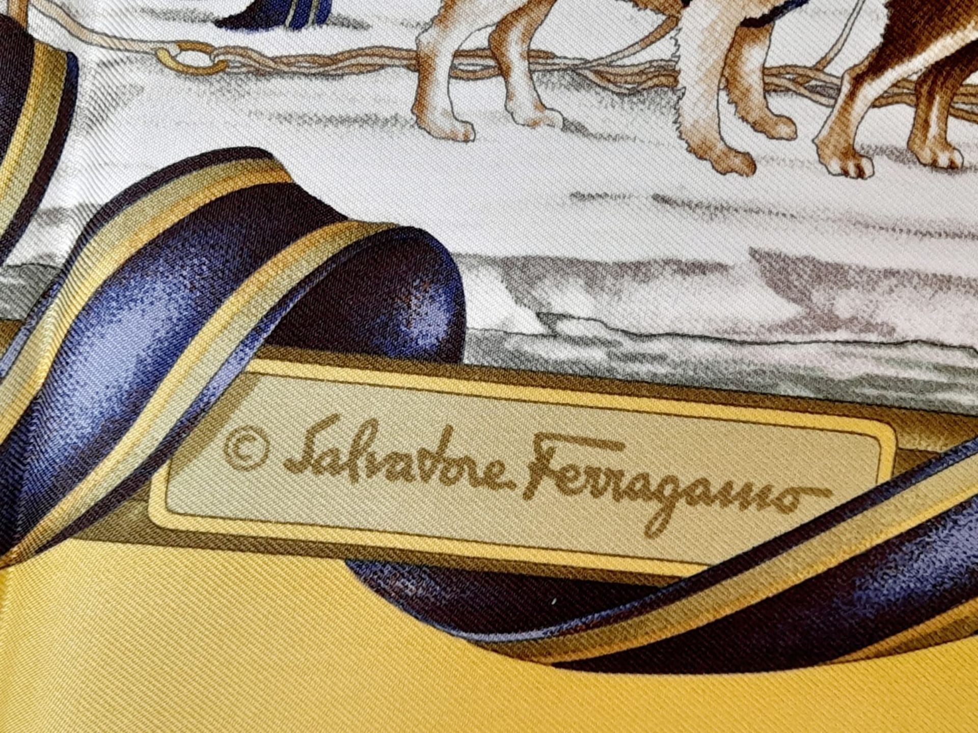 A Salvatore Ferragamo Arctic Themed Silk Scarf. Depicts penguins, whale, polar bear and Inuit. Comes - Image 8 of 8