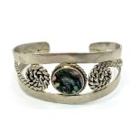 A Mexican Silver Abalone Cuff Bangle