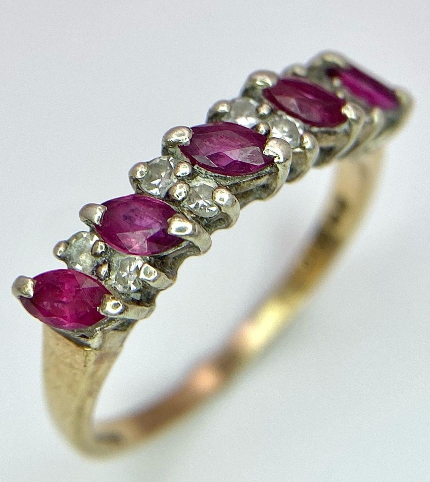 A 9K GOLD RUBY AND DIAMOND RING . 2.3gms size M - Bild 2 aus 6