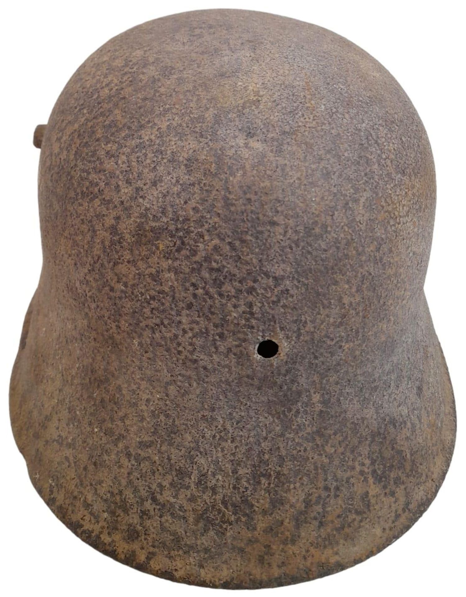 WW1 Battle Damaged German M16 Stahlhelm Helmet. This helmet was found in woodland in the Ypres - Image 3 of 5