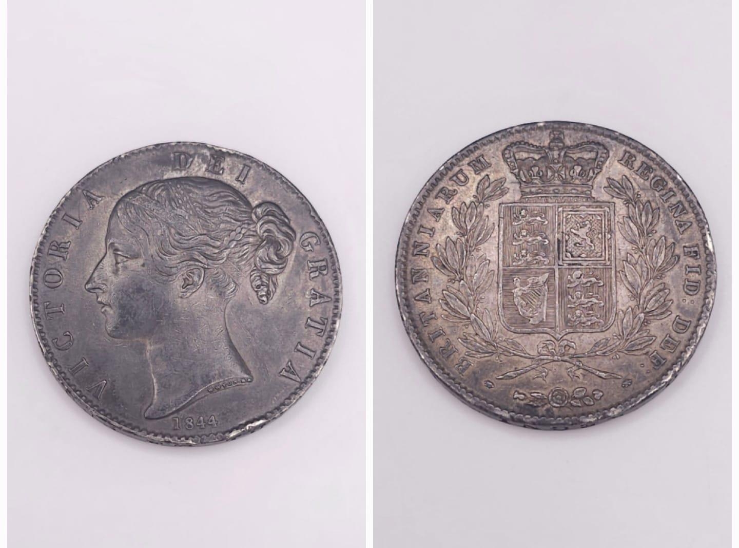 Withdrawn - An 1844 Queen Victoria (Young Head) Silver Crown. High grade but please see photos.