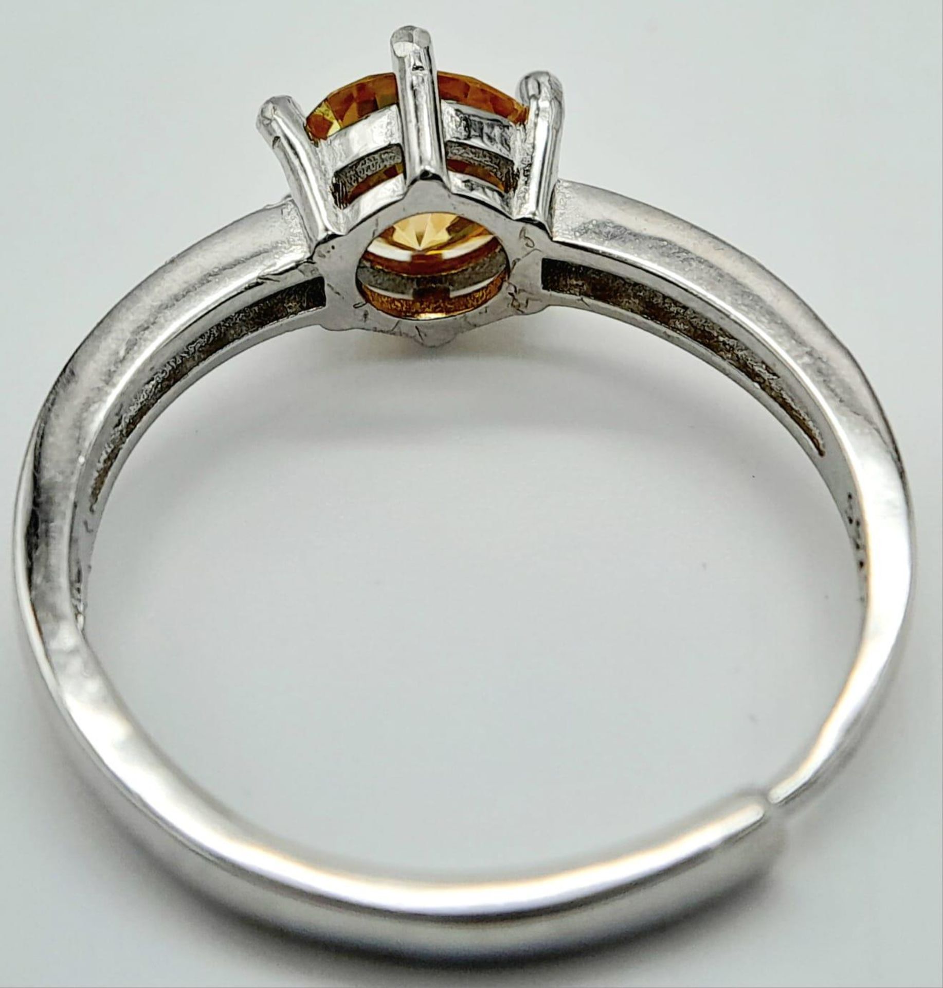 A 1ct Golden Yellow Moissanite Ring set in 925 Silver. Size O. Comes with a GRA certificate. - Image 8 of 9