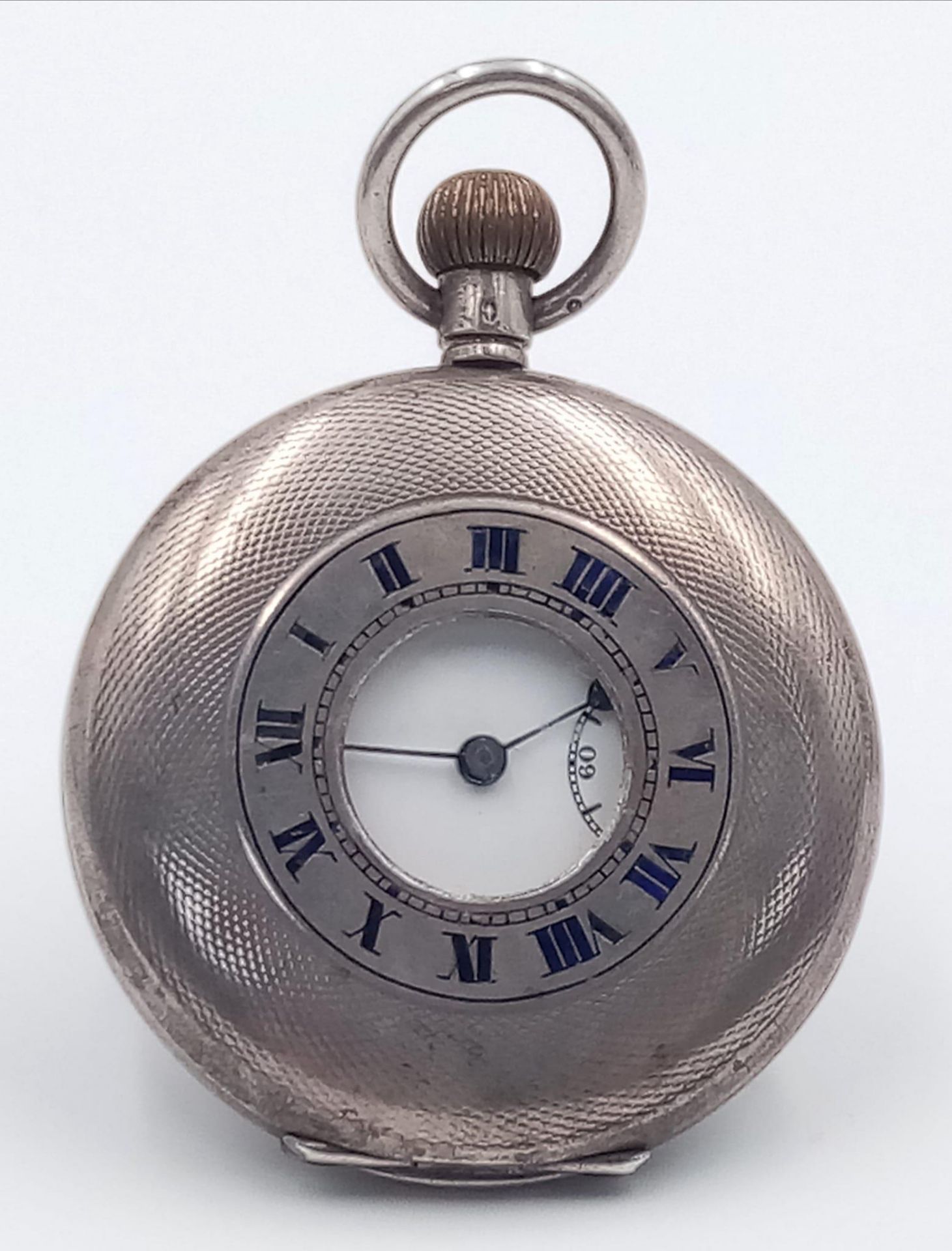 A Vintage Sterling Silver Half Hunter 'Record' Pocket Watch. Comes with an antique Albert chain - Bild 3 aus 13