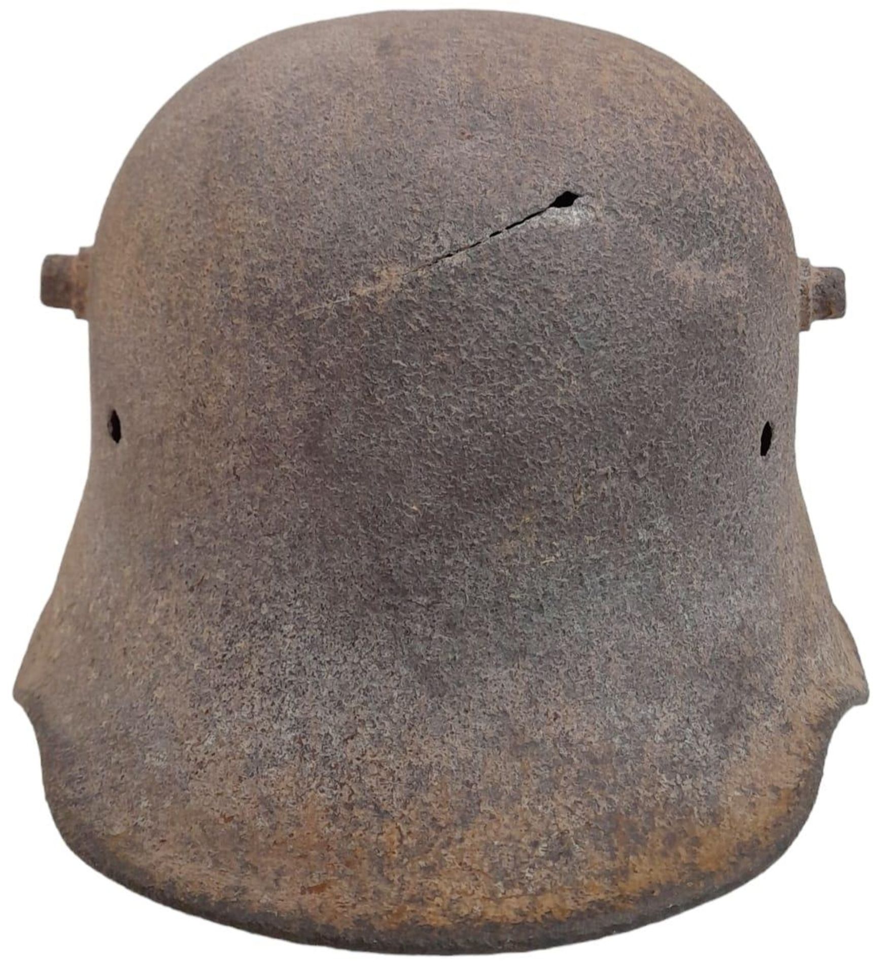 WW1 Battle Damaged German M16 Stahlhelm Helmet. This helmet was found in woodland in the Ypres - Image 2 of 5