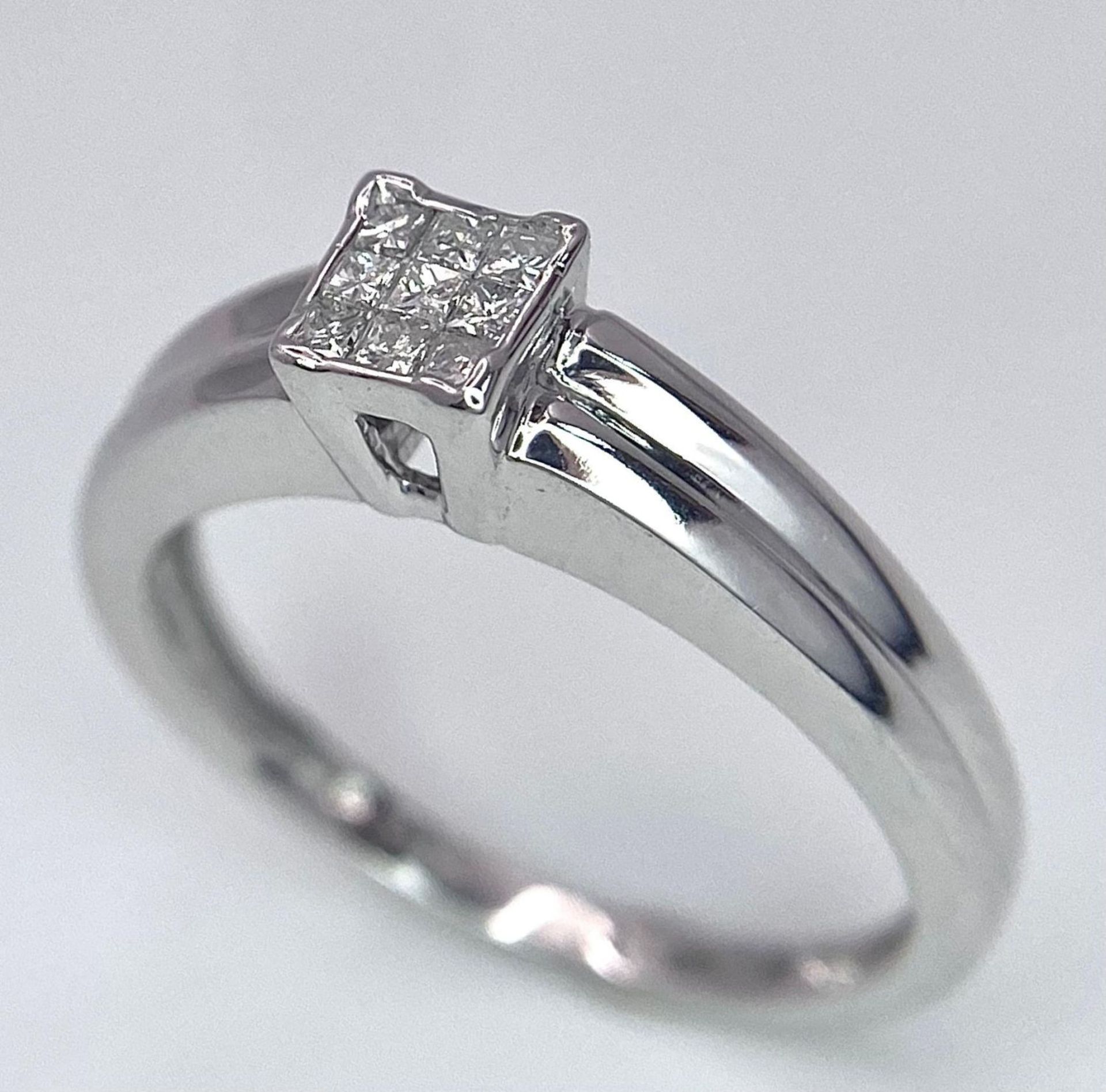 9K WHITE GOLD DIAMOND RING, APPROX 0.18CT DIAMONDS, WEIGHT 1.9G SIZE K - Bild 3 aus 14