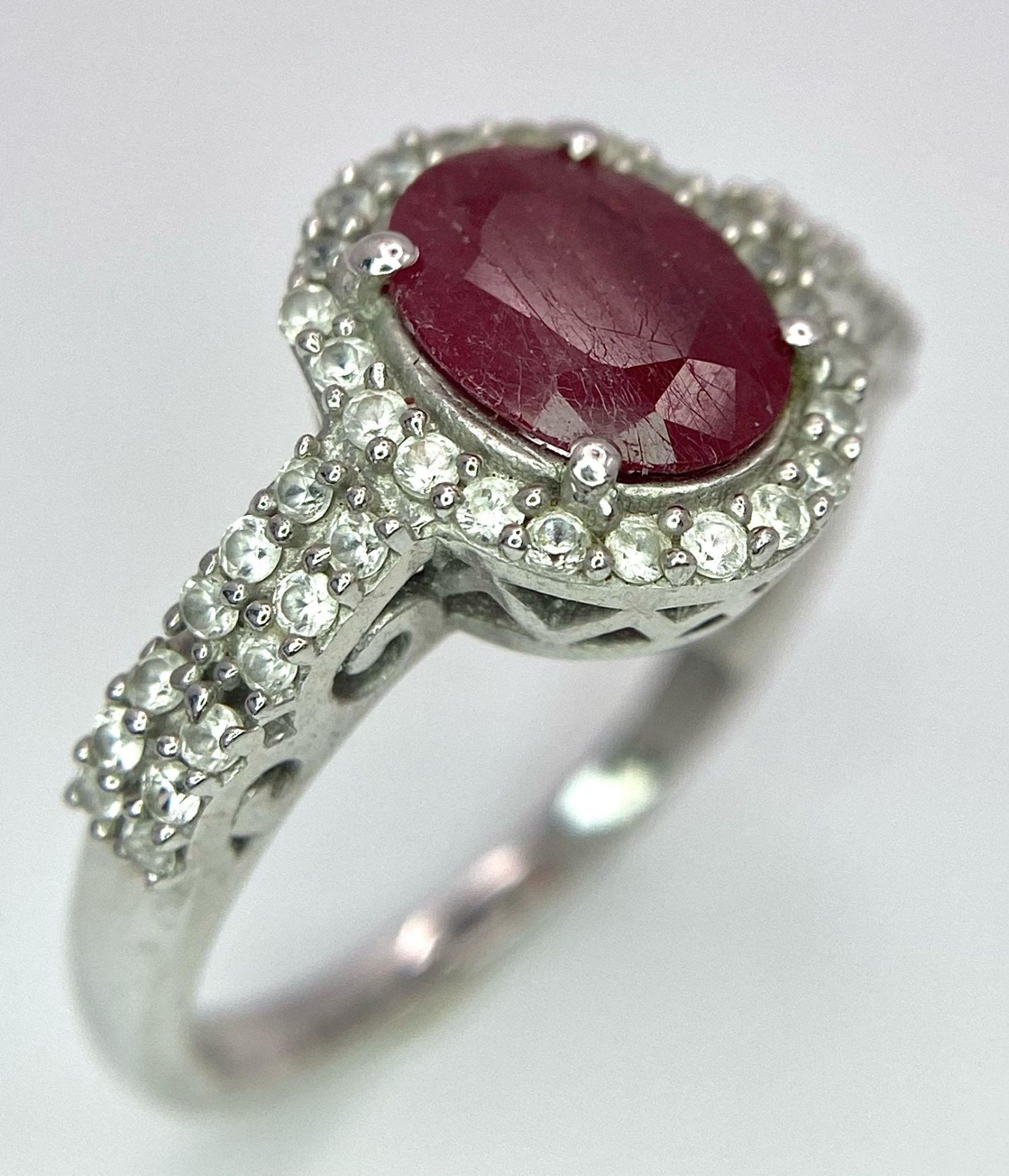 Three 925 Sterling Silver Gemstone Rings: Amethyst - Size P, Peridot - Size P and Ruby - Size P. - Image 8 of 15