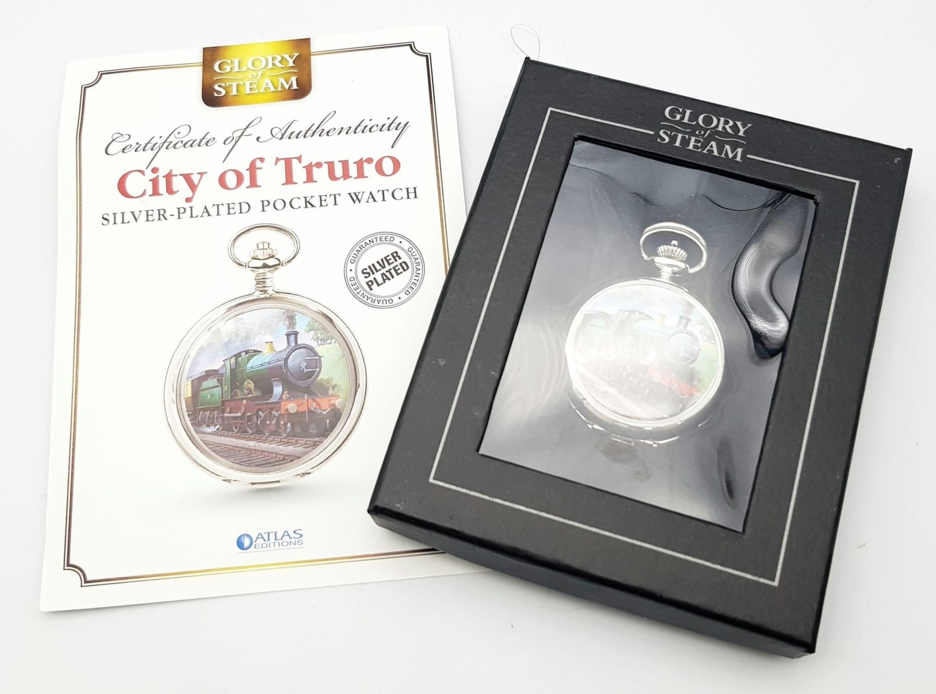 A Manual Wind Silver Plated Pocket Watch Detailing the Famous Steam Train ‘City of Truro’. The First - Bild 8 aus 10