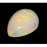 A 2.32ct Natural Ethiopian White Opal, in the Pear Shape. Comes with the GFCO Swiss certificate.