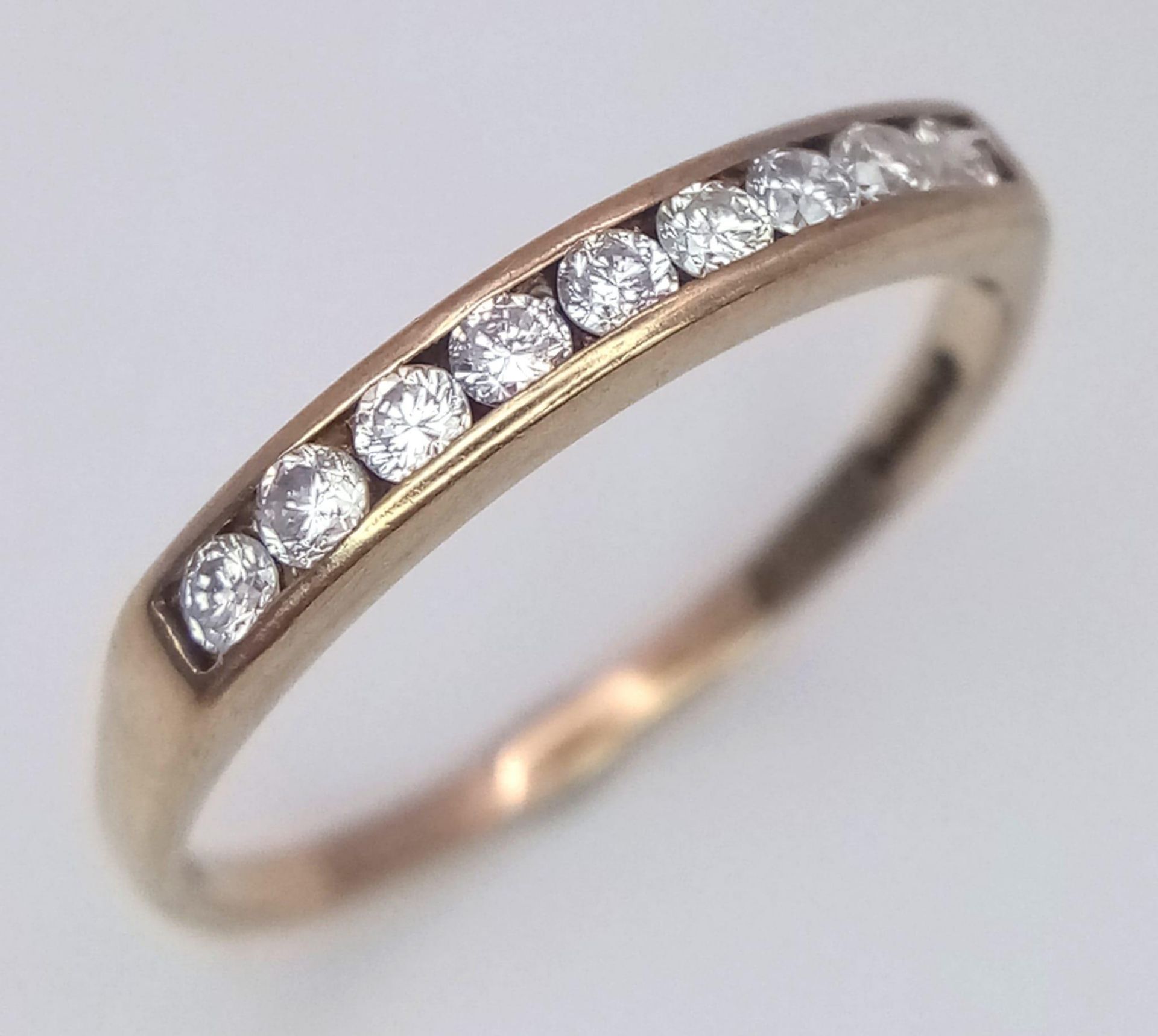 A 9K Yellow Gold Diamond Half Eternity Ring. 0.25ctw, Size P, 1.2g total weight. Ref: SC 7063 - Image 2 of 4
