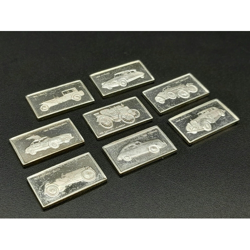 A Selection of 8 Sterling Silver European Car Manufacturer Plaques - Citreon, Mayback, Hispano-