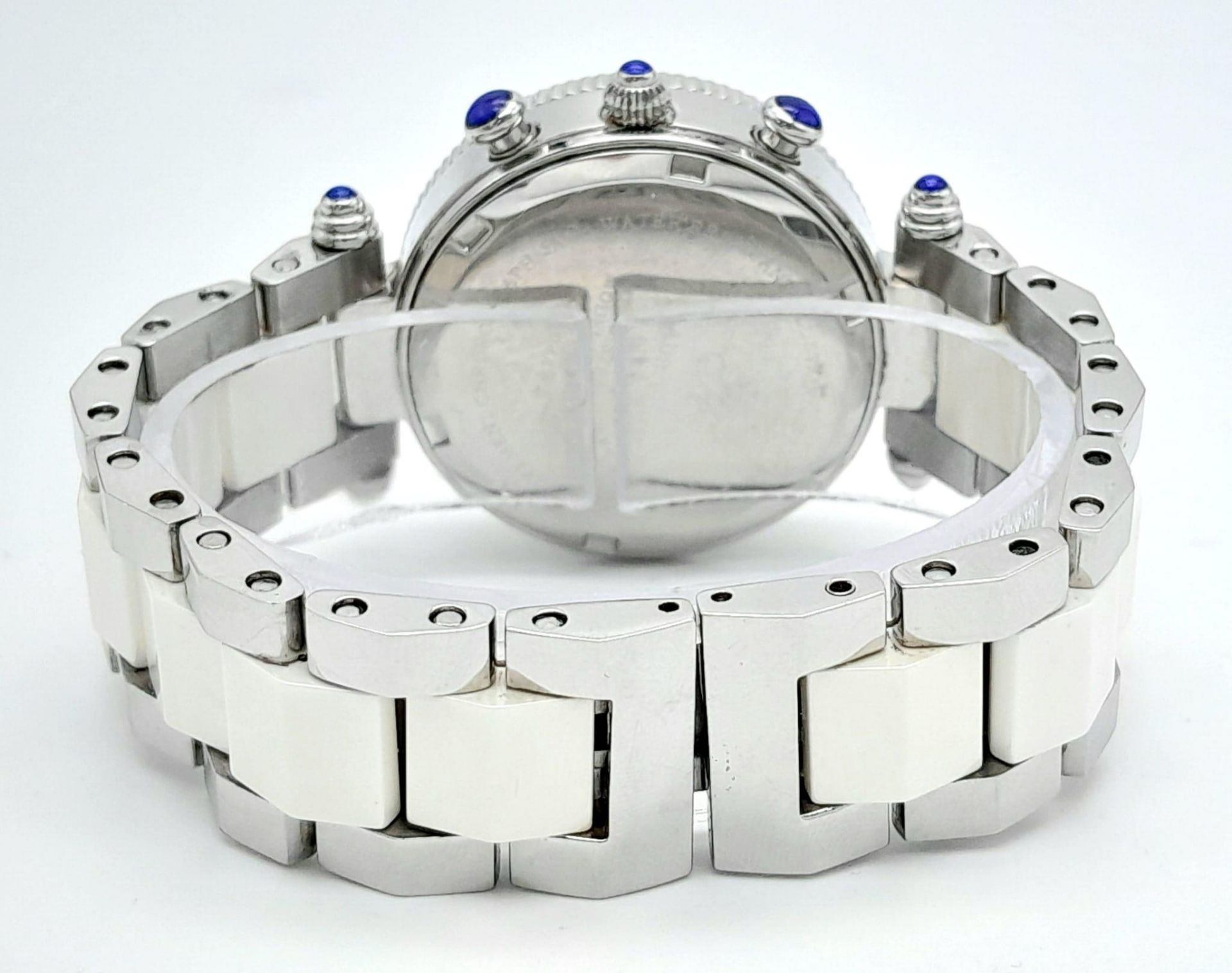 A Klaus Kobec Chronograph Quartz Ladies Watch. Ceramic and stainless steel bracelet and case - 34mm. - Bild 4 aus 6