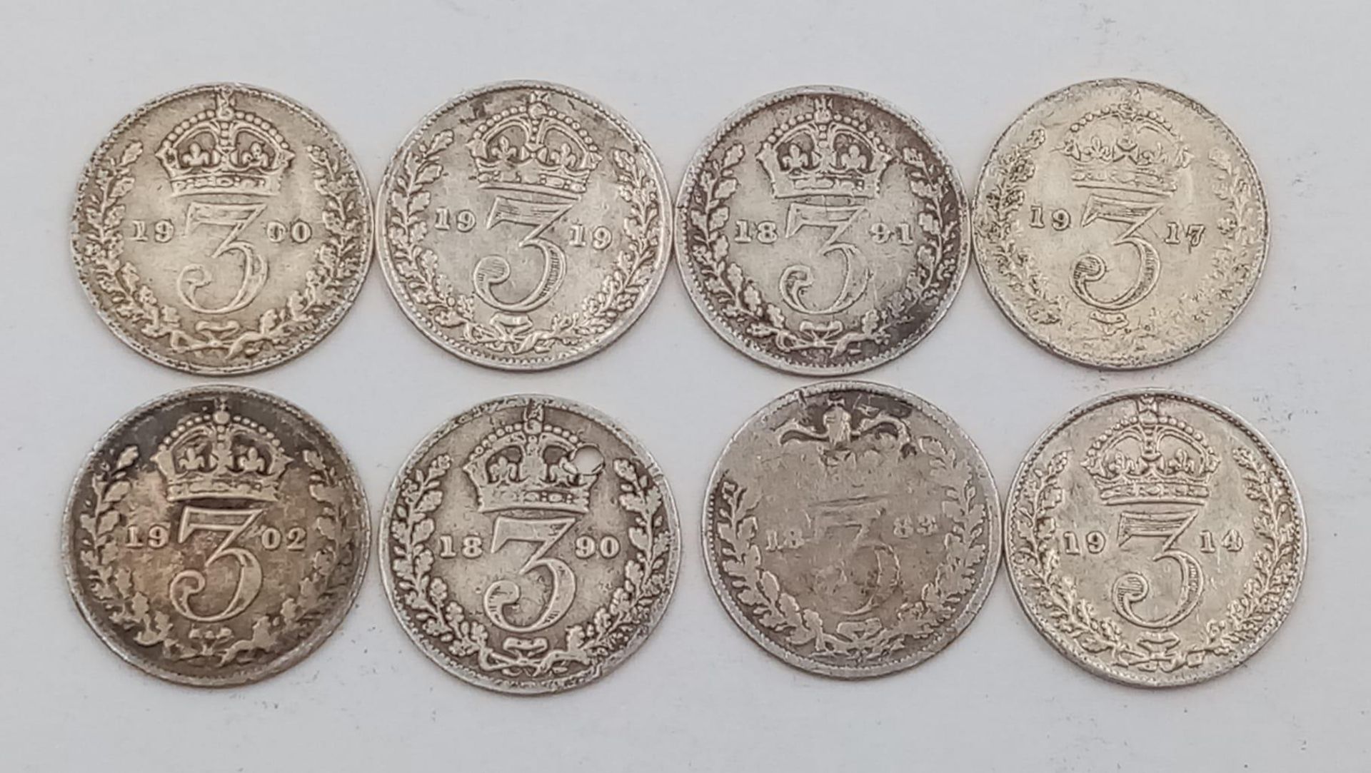 A Collection of 23 British Pre 1920 Silver Threepence coins. - Image 3 of 4