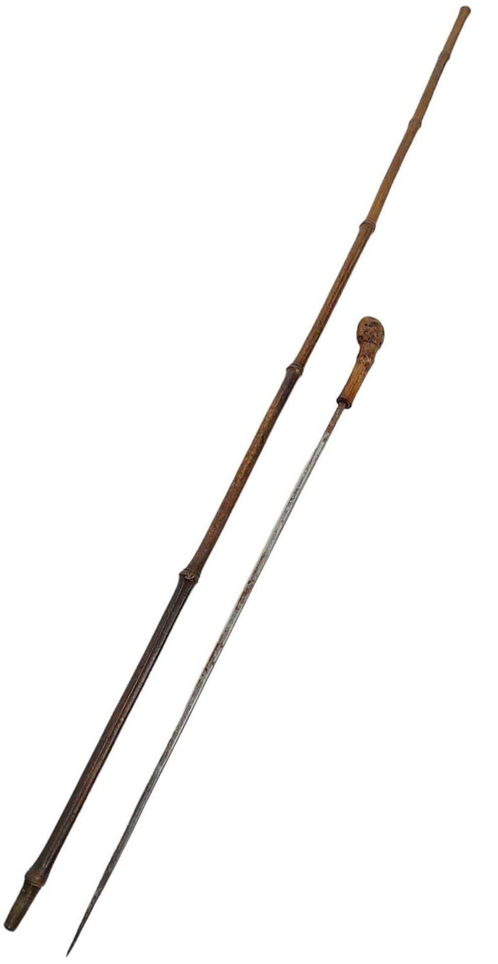 A Bamboo Swagger/Walking Sword Stick. 76cm Long in Good Condition. - Bild 3 aus 10