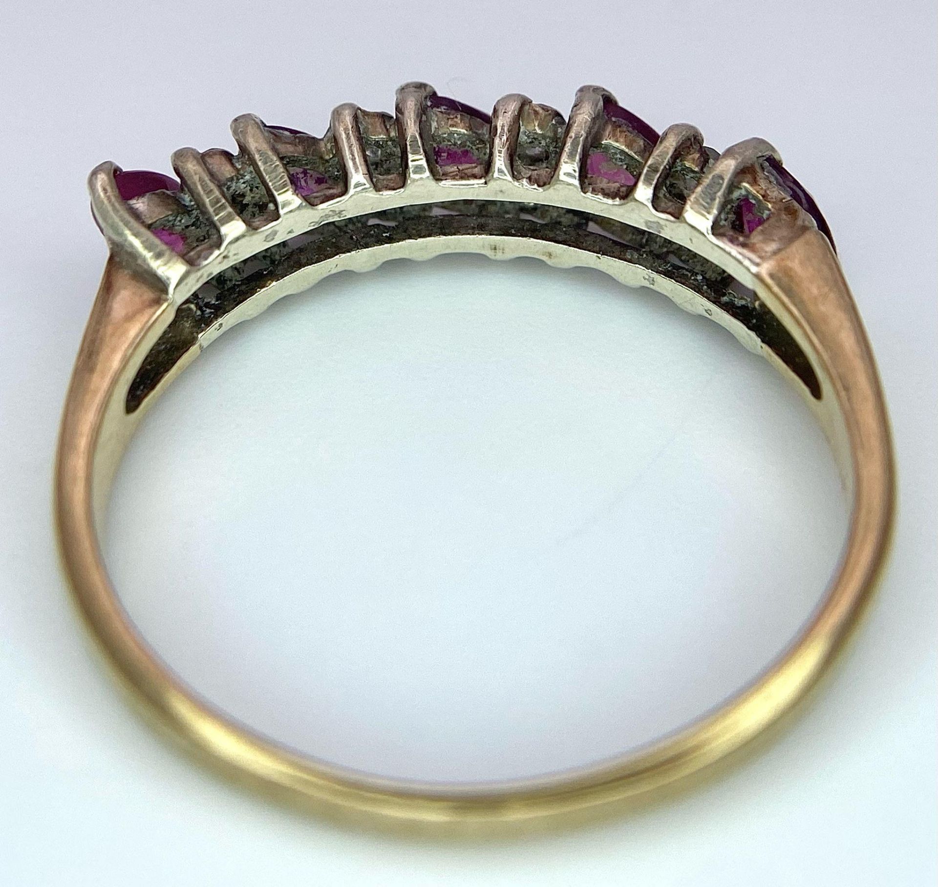 A 9K GOLD RUBY AND DIAMOND RING . 2.3gms size M - Bild 4 aus 6