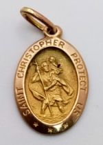 A 9 K yellow gold pendant with the image of St Christopher, height (with bail): 24 mm, weight: 1.6