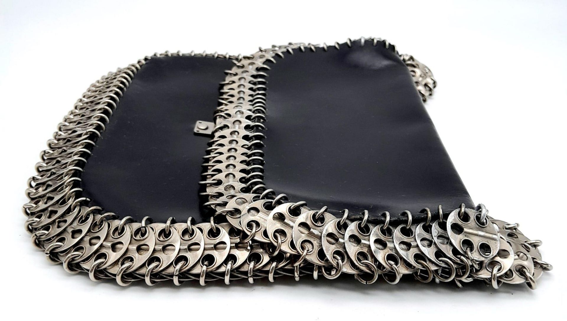 A Paco Rabanne Black 69 Chain Bag. Leather exterior with silver-toned perforated steel discs - Image 5 of 8