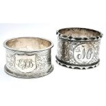 A collection of 2 antique sterling silver napkin holders with fabulous floral engravings. Come