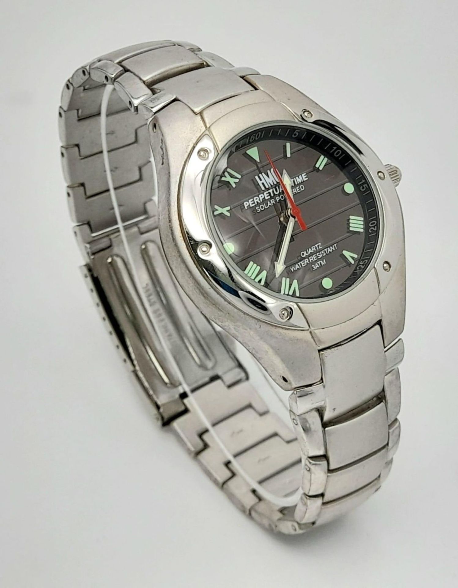 A Men’s Solar Powered Stainless Steel Watch by HMO. 40mm Case. Full Working Order. Comes Boxed. - Bild 7 aus 14