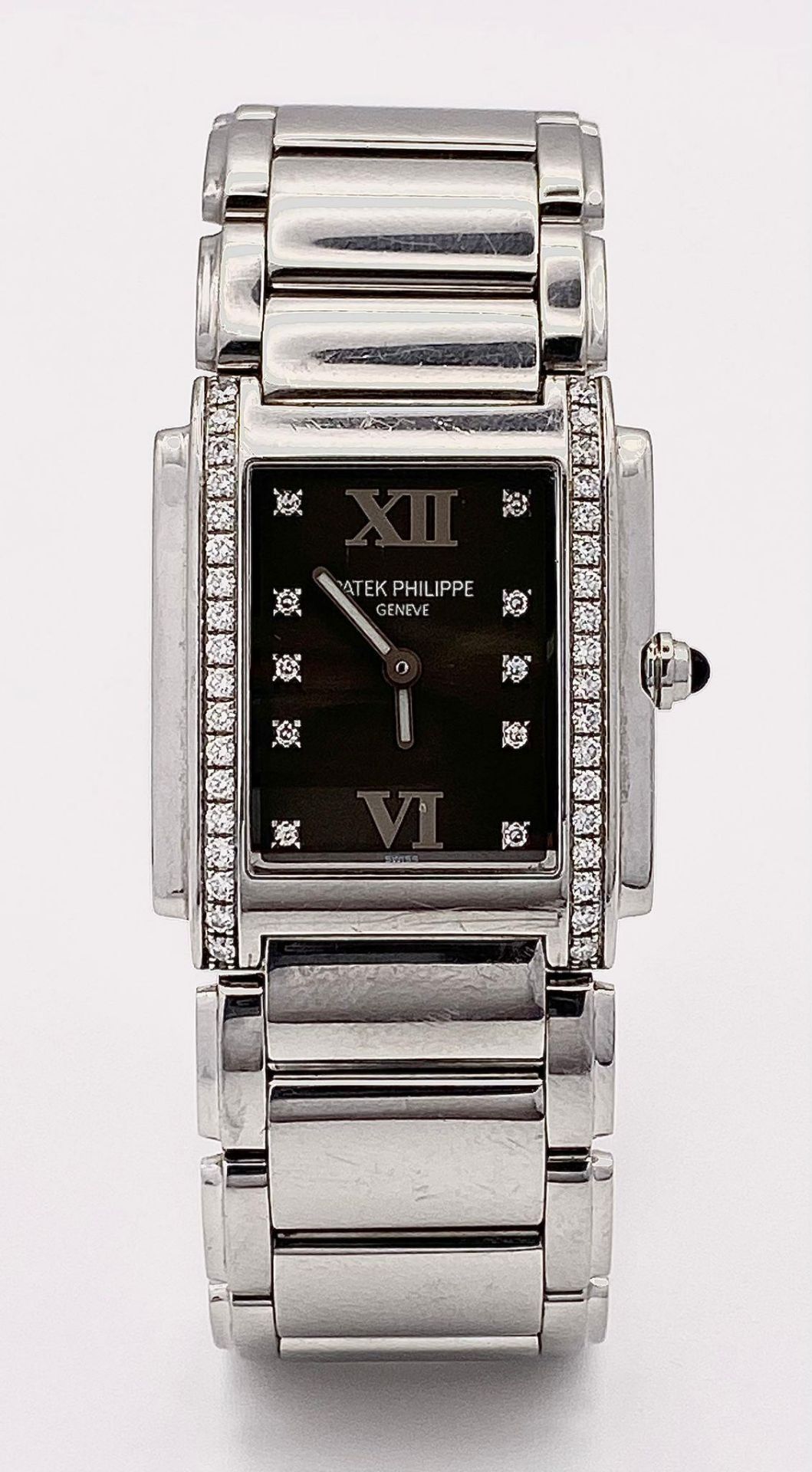 A Stunning Patek Philippe Diamond Twenty - 4 Ladies Watch. Stainless steel bracelet and case - 25 - Image 3 of 8