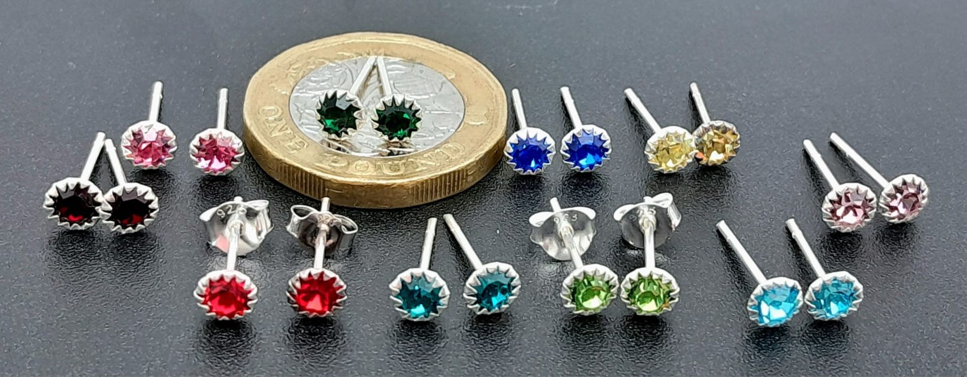 10 X PAIRS OF STERLING SILVER STONE SET STUD EARRINGS, VARIOUS VIBRANT COLOURS WITH 2 PAIRS OF - Bild 8 aus 10