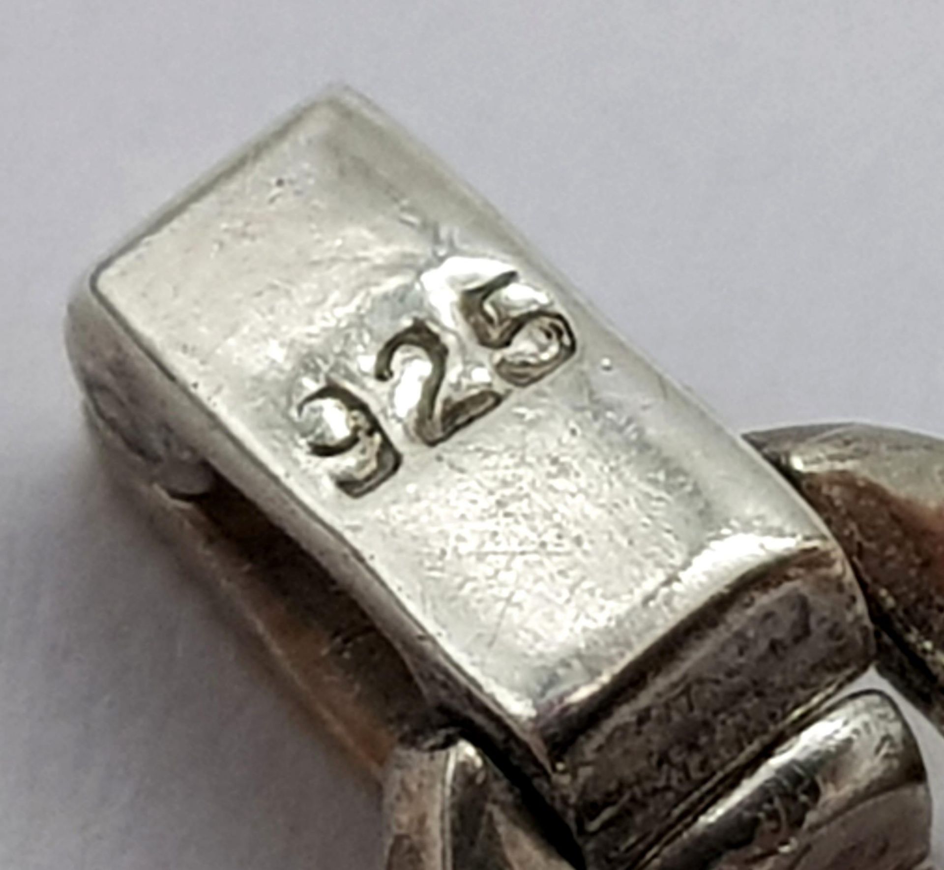 A 925 silver Marcasite link bracelet. Total weight 14.4G. Total length 19cm. - Bild 8 aus 9